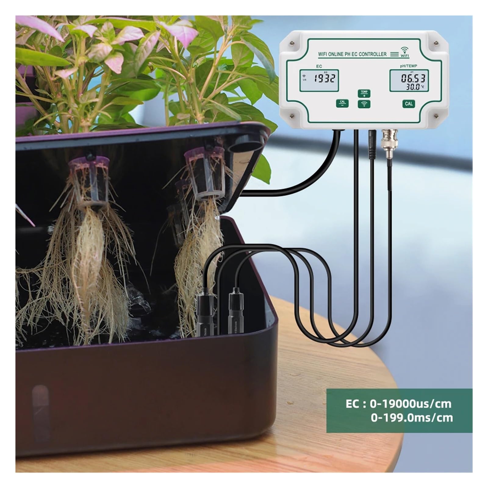 WiFi Online PH EC Meter Conducibilità Temp Tester di qualità Del'acqua Controller for Acquari Coltivazione Idroponica Fuori Suolo Misura Accurata