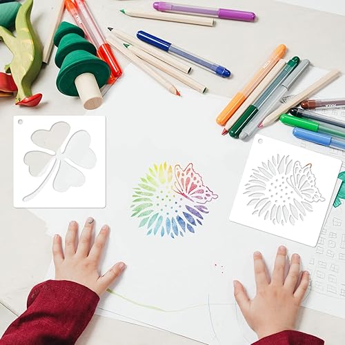 Miniatura 4 de 64 plantillas para pintar, pequeña plantilla reutilizable para plantas de flores, plantilla de manualidades para pintar sobre madera, pared, tela,