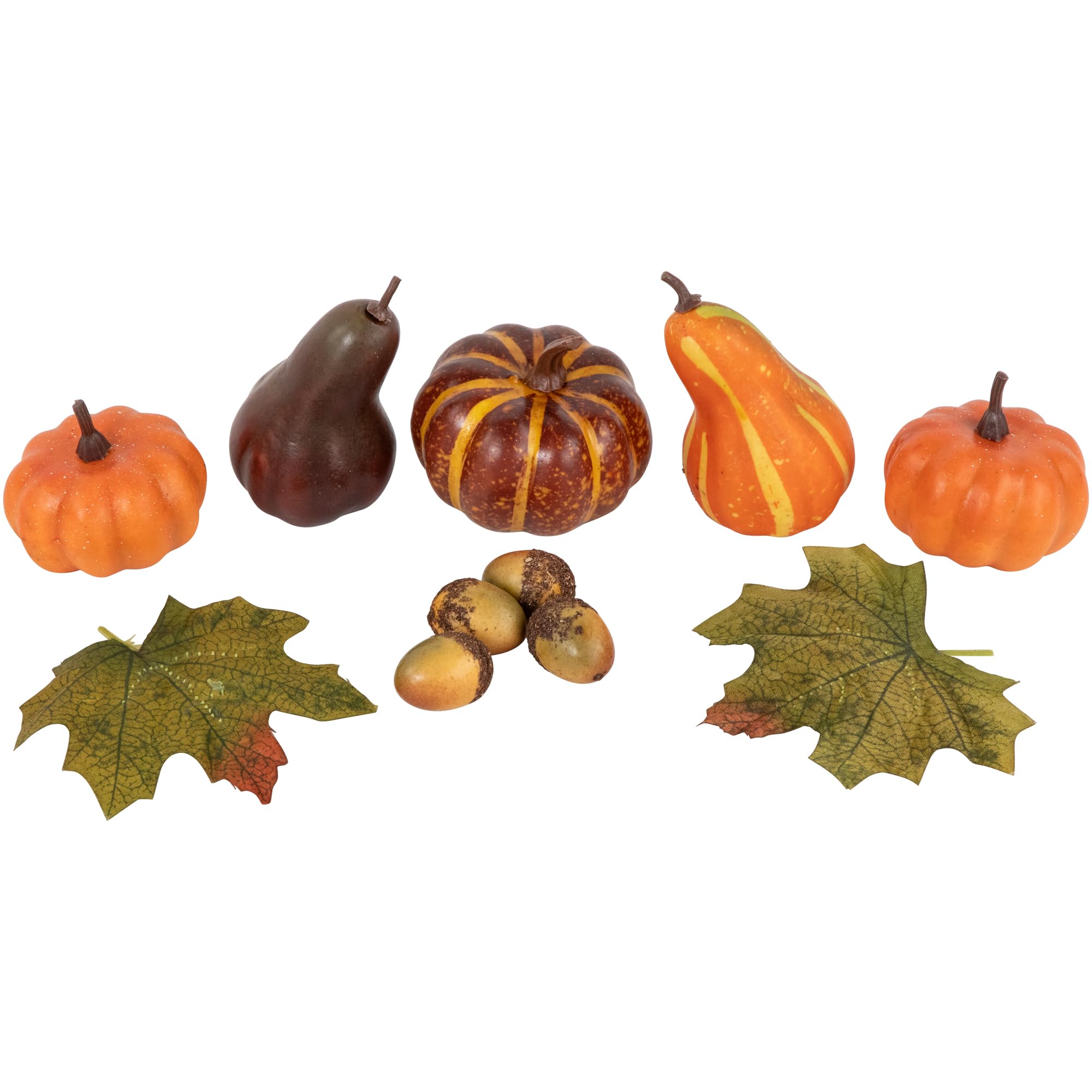 Northlight 11-Piece Fall Harvest Artificial Pumpkin, Gourd, Acorn and Leaf Decoration Set
