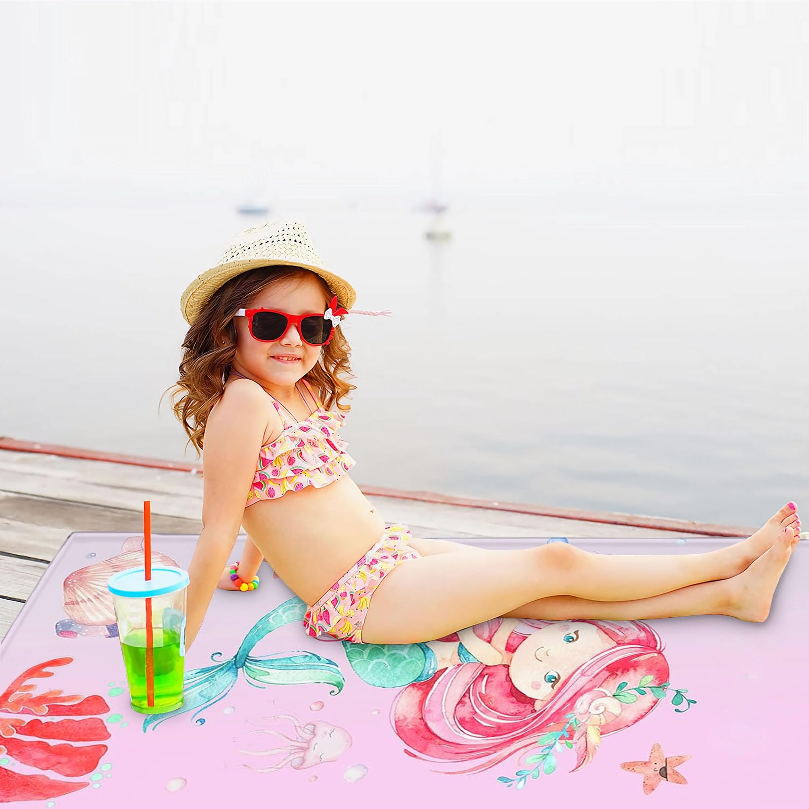 KIDSLOVE Telo mare personalizzato con nome, asciugamano a sirena con nome, asciugamano da bagno in microfibra, grande 90 x 180 cm, asciugamano da bagno a forma di sirena, per ragazze e bambini (1,60 x