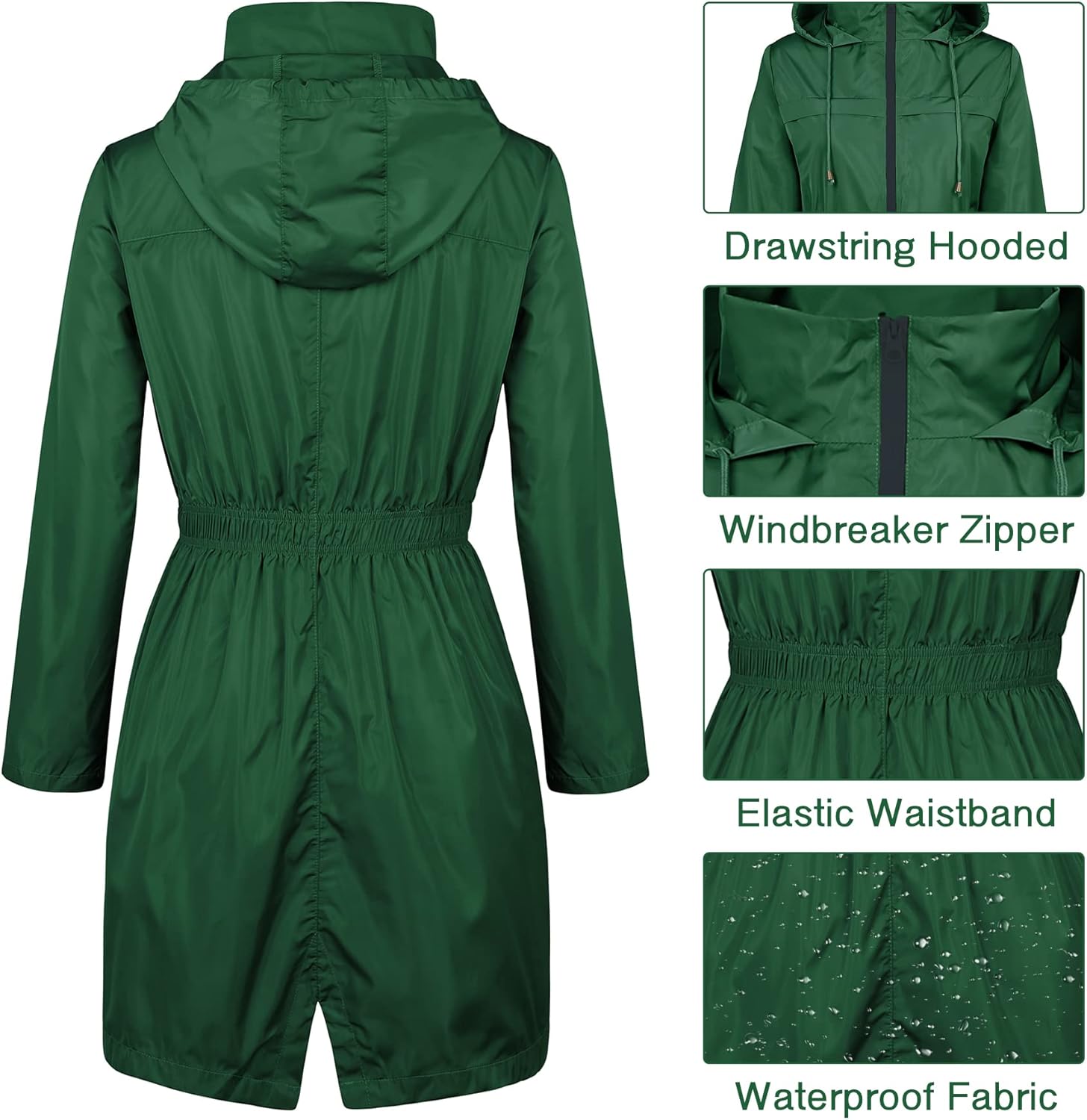 Miniatura 5 de Zando Chaquetas impermeables para mujer, chaquetas impermeables para mujer, chaqueta impermeable con capucha, rompevientos para mujer