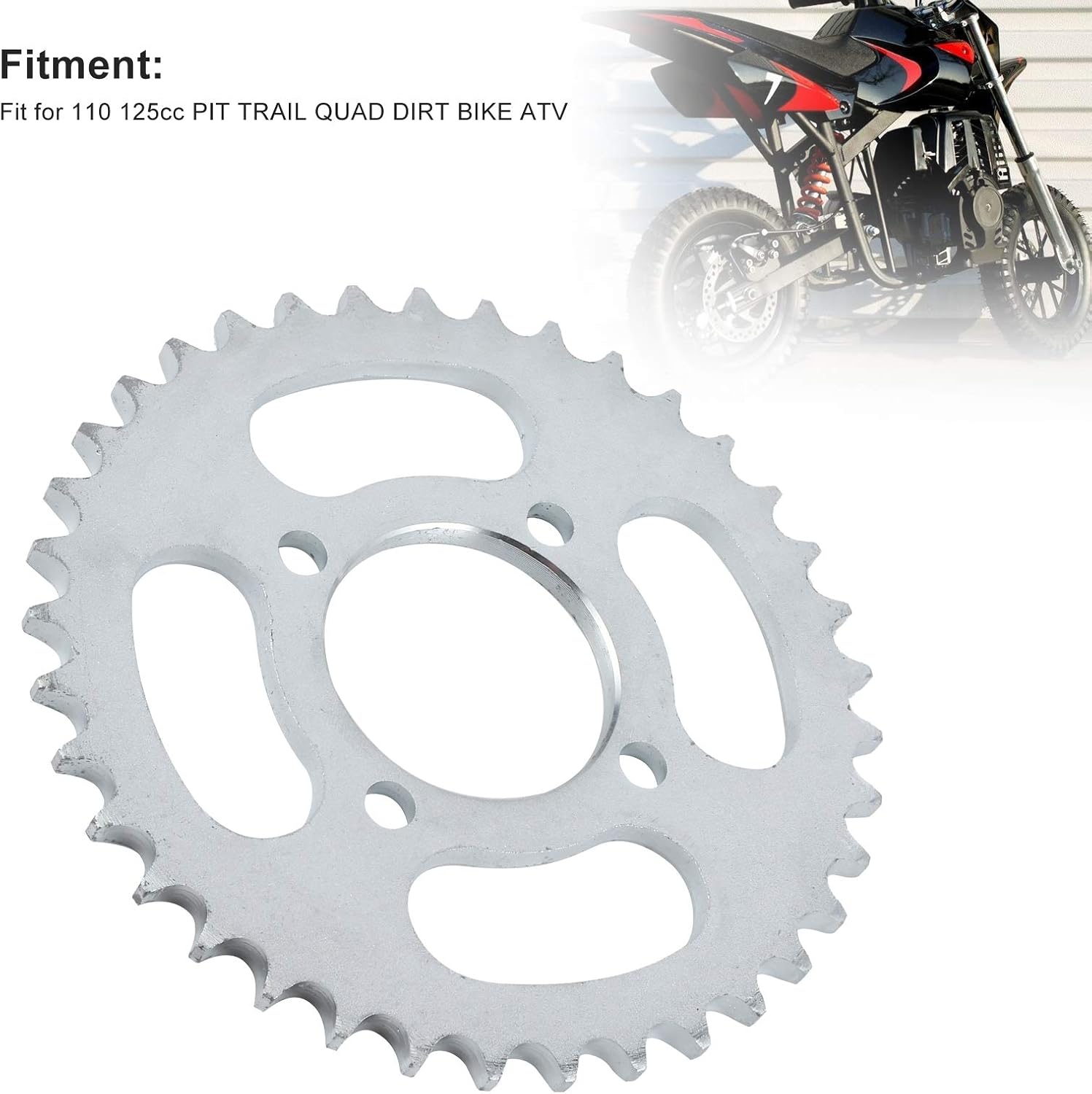 Rear Sprocket,Akozon 37 Teeth Chain Rear Sprocket Cog Parts for Pit Trail Quad Dirt Bike ATV 110