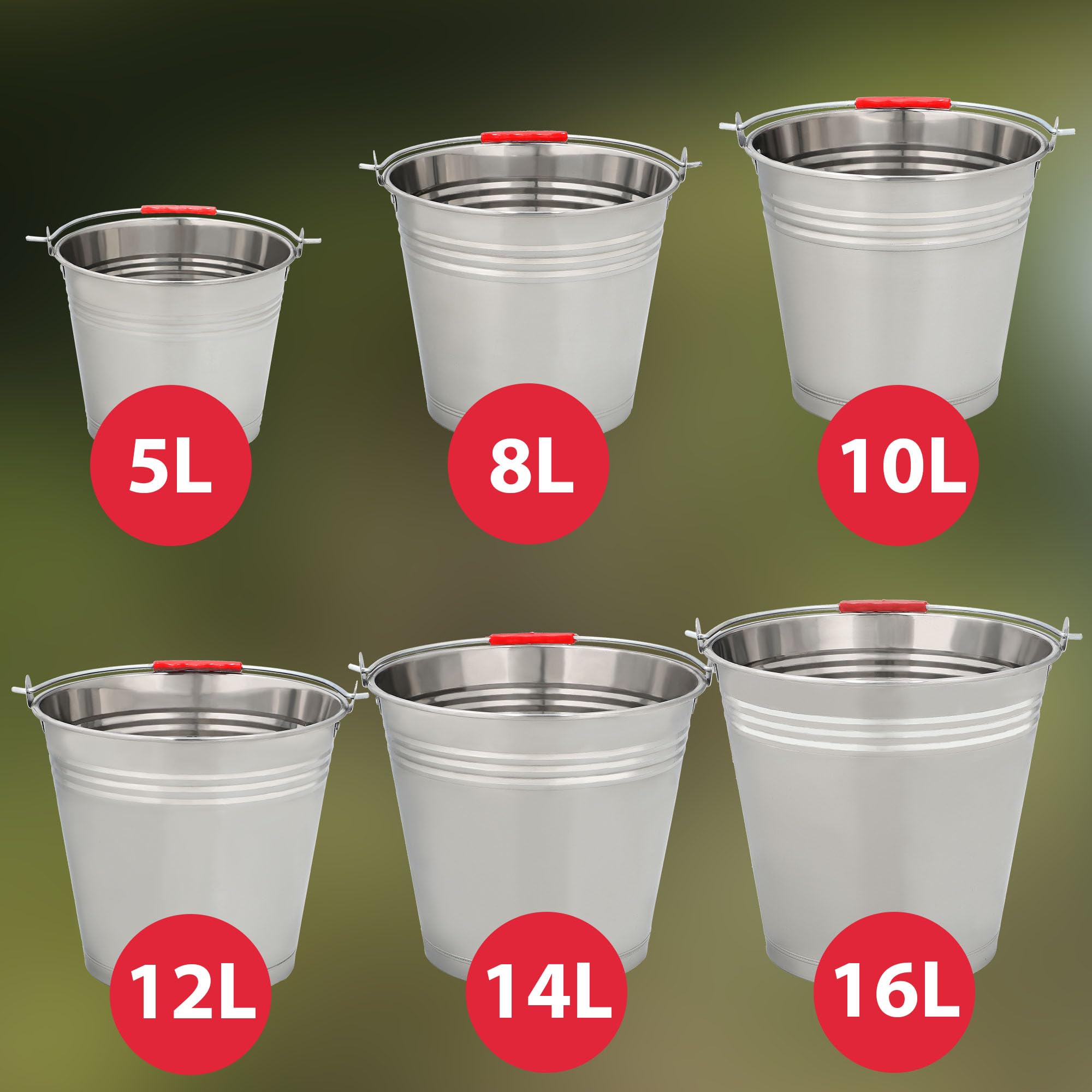 Wiadro Metalowe - 12 L - Wiaderko Gospodarcze - Przemysłowe - Budowlane - do Ogrodu - Stalowe Ocynkowane