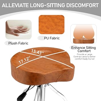 Drum Throne with Backrest, Hydraulic Adjustable Height Drum Chair for Adult Drummers Guitar Players