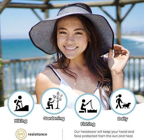 Miniatura 8 de Simplicity - Sombrero con protección solar UV UPF 50 para mujer, convertible en visera para playa