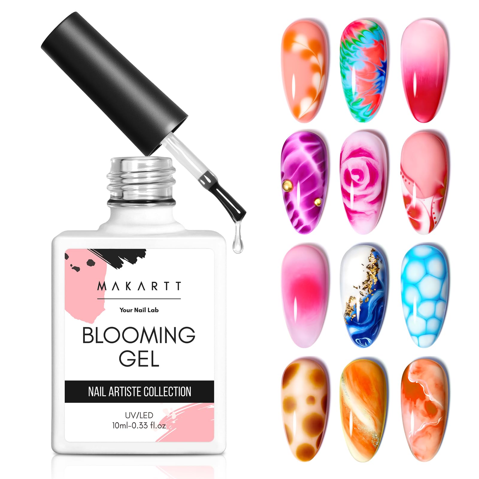 Blooming Gel UV – Klarer Blühendes Gel Nagellack für Marmor, Blumen & Aquarell Designs, Langanhaltendes Blooming für DIY Nageldesigns, Florale Aquarell Maniküre,Magisches Geschenk für Frauen