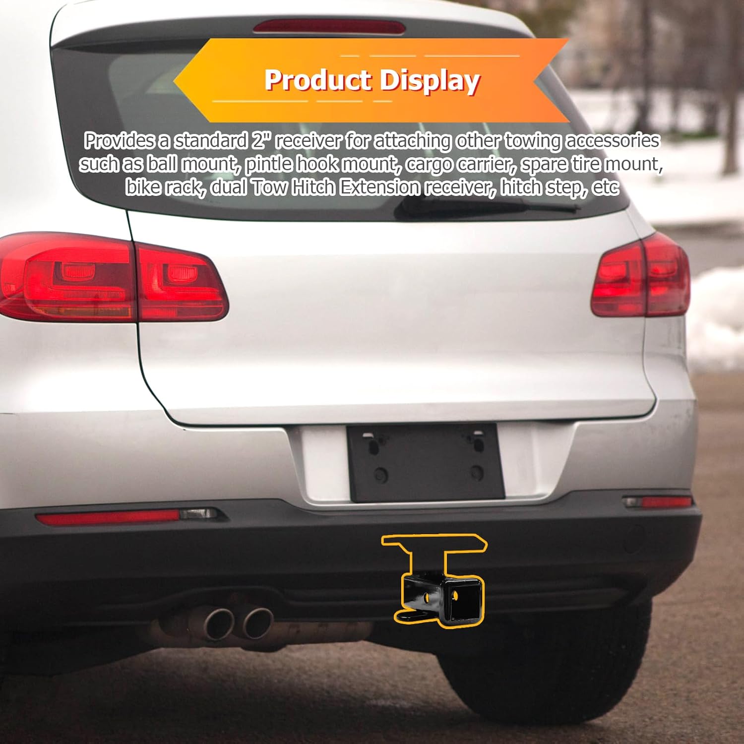 WeiSen 2" Rear Trailer Hitch Receiver Class 3 Towing Hitch Compatible with Volkswagen Tiguan 2009-2017, Black