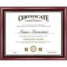 GraduatePro 8.5x11 Certificate Diploma Frame,Solid Wood & UV Protection Acrylic,Cherry Finish with Gold Trim