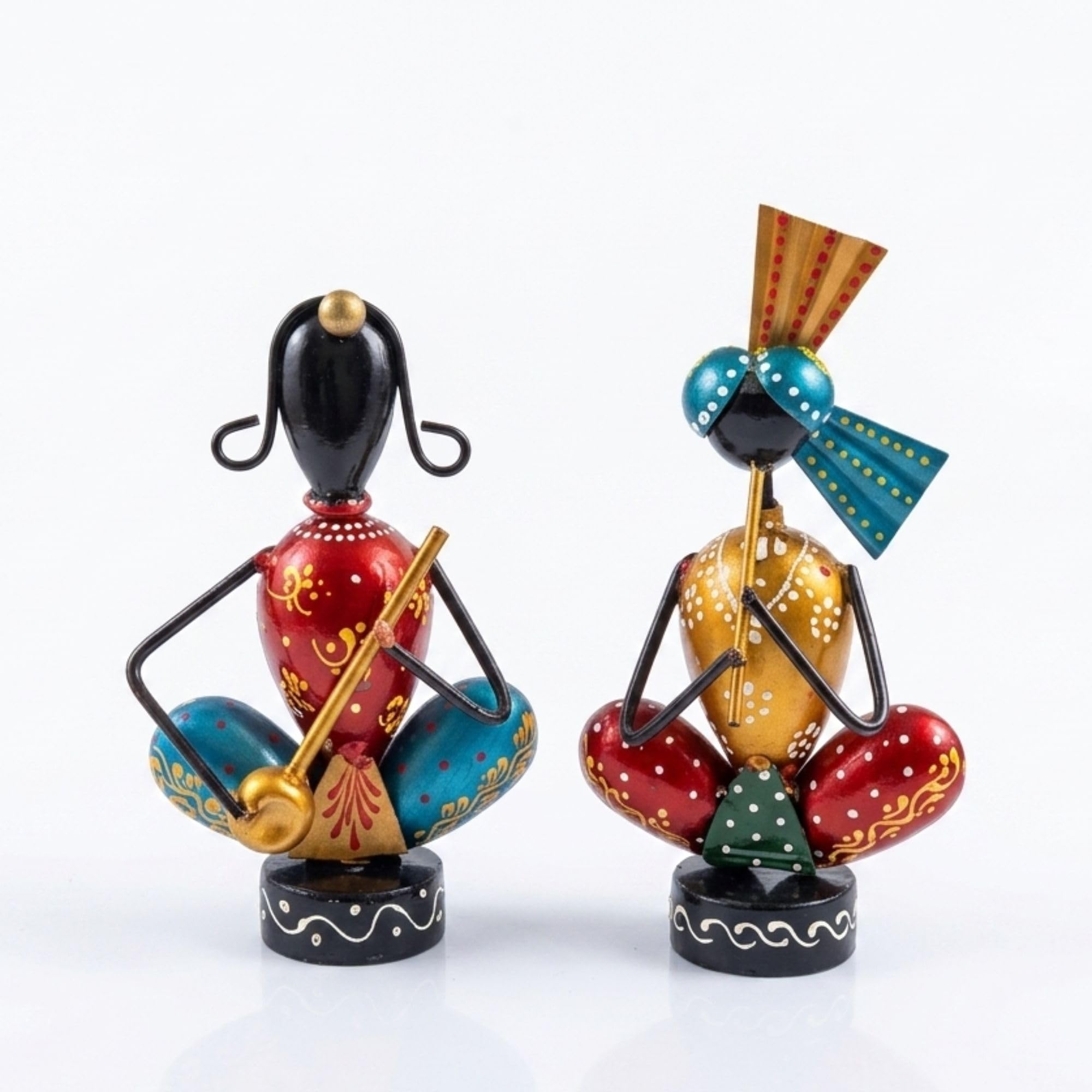 Hand-Painted Indian Musician Figurines - Set of 2 -4 Hand-Painted Indian Musician Figurines - Set of 2 -4