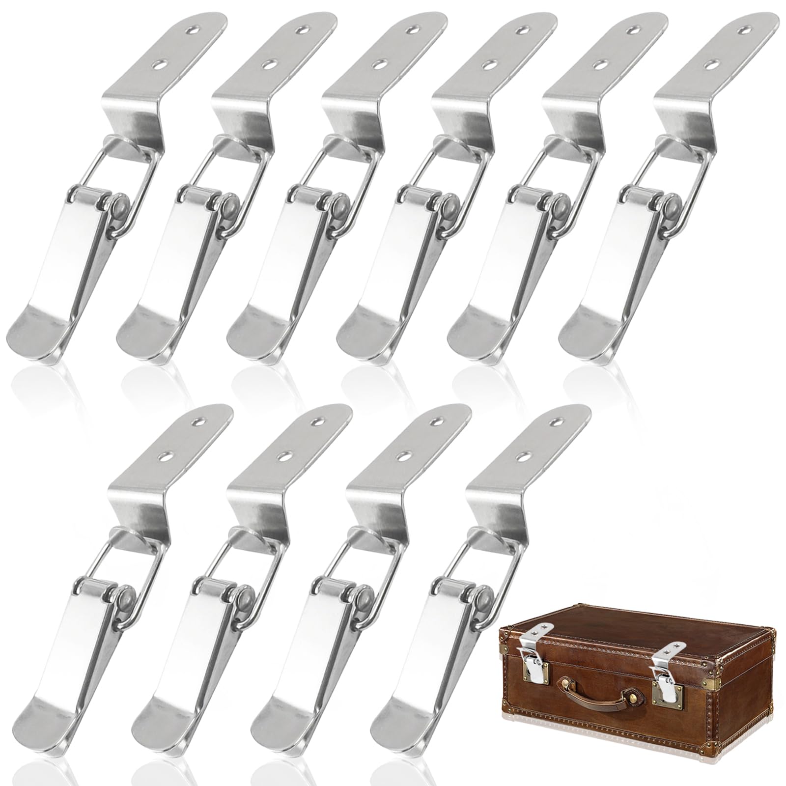 Zamknięcie zaciskowe ze stali nierdzewnej, 10 sztuk, 72 mm, zamknięcie do skrzynki, do skrzynek, okien, szuflad