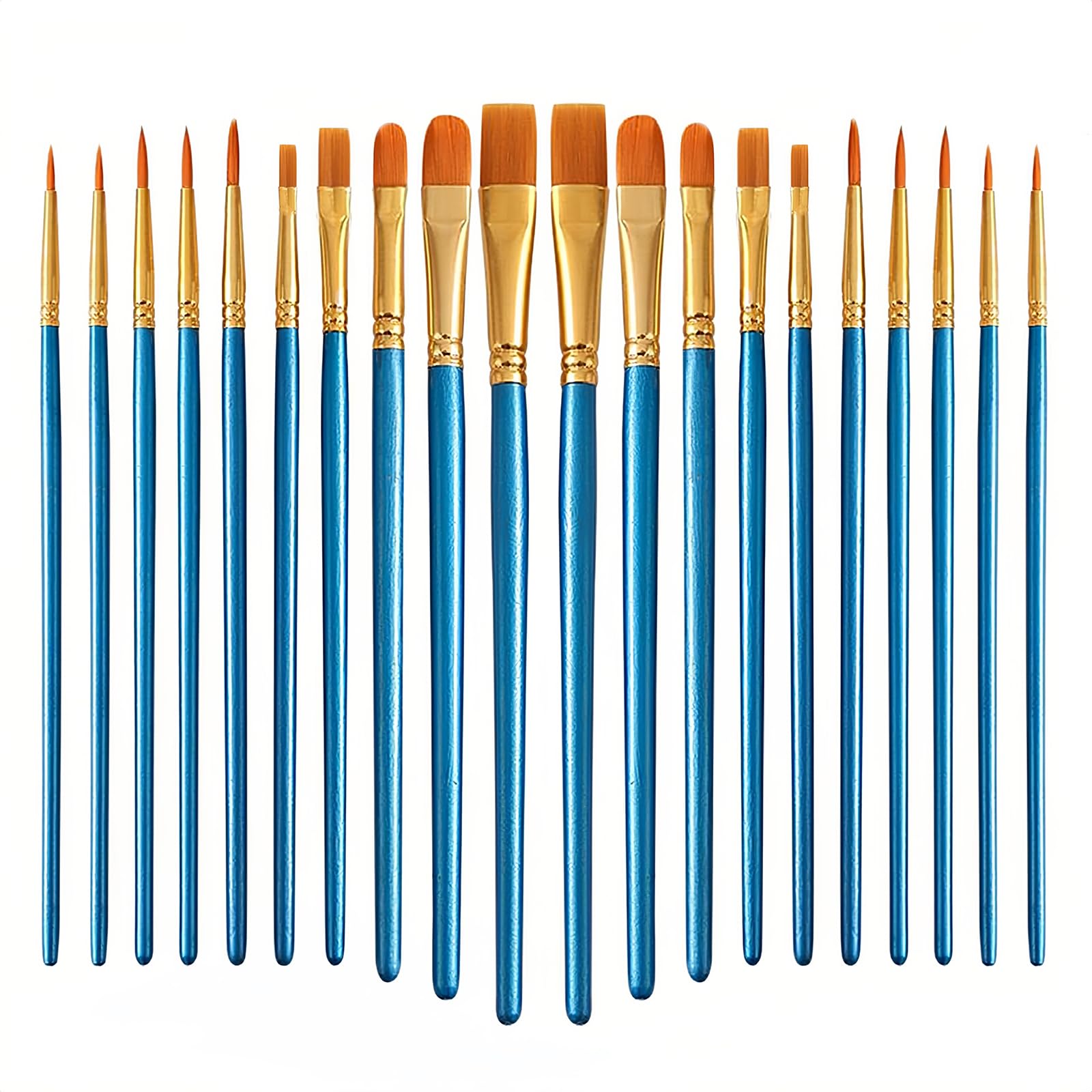 Paint Brushes Set 20 Pcs Nylon Hai Paintbrush for Acrylic Oil Watercolor Gouache Face Painting, for Beginners and Artists (Blue)