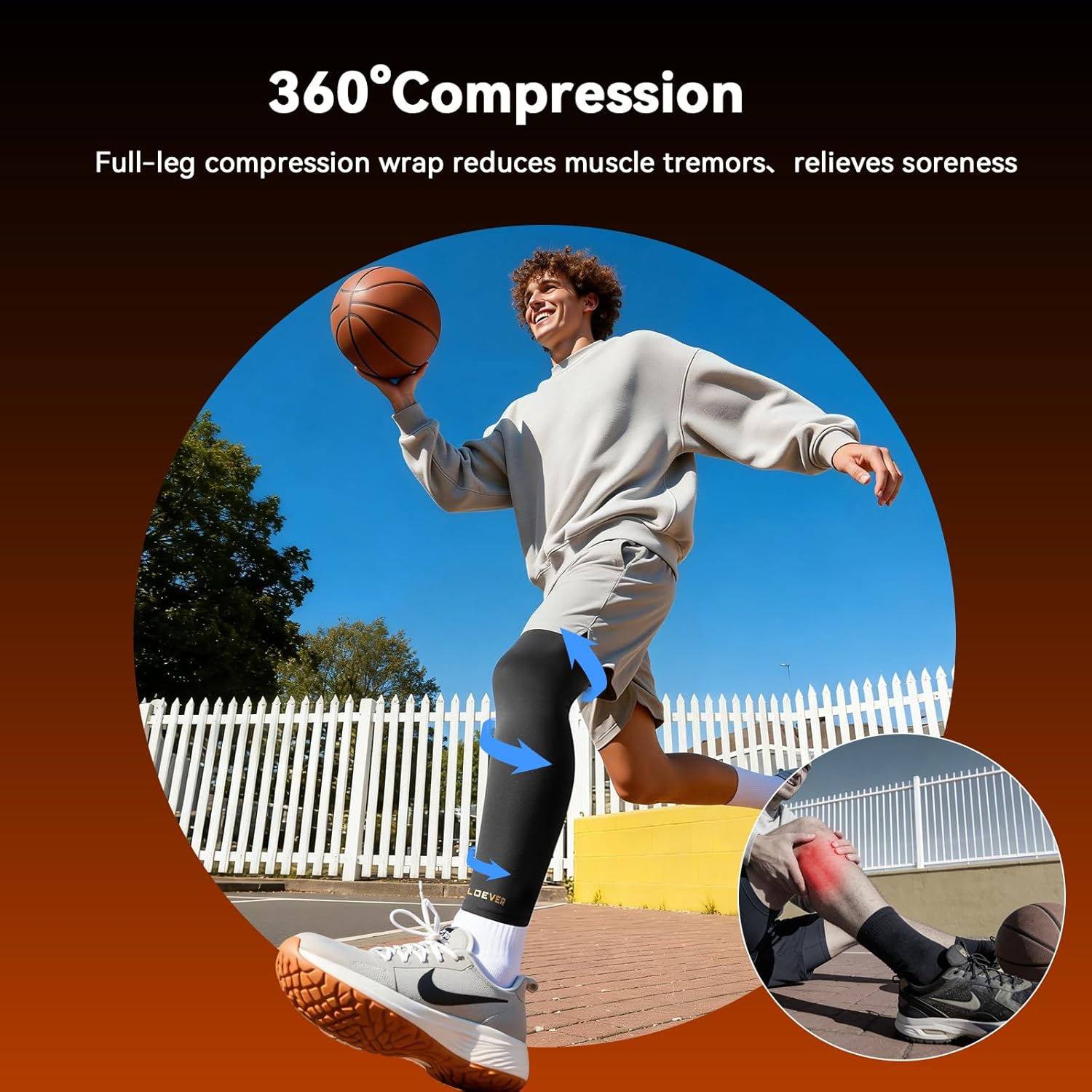 Copper Leg Compression Sleeve for Men & Women [360° Full Compression & Copper Infused] Knee Stabilizer Brace for Meniscus Tear, ACL, MCL, Arthritis & Joint Pain Relief, Calf & Thigh Support for Running - Image 3