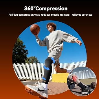 Copper Leg Compression Sleeve for Men & Women [360 Full Compression ] | Copper Infused Knee Stabilizer Brace for Meniscus Tear, ACL, MCL, Arthritis & Joint Pain Relief, Calf & Thigh Support (S/M)