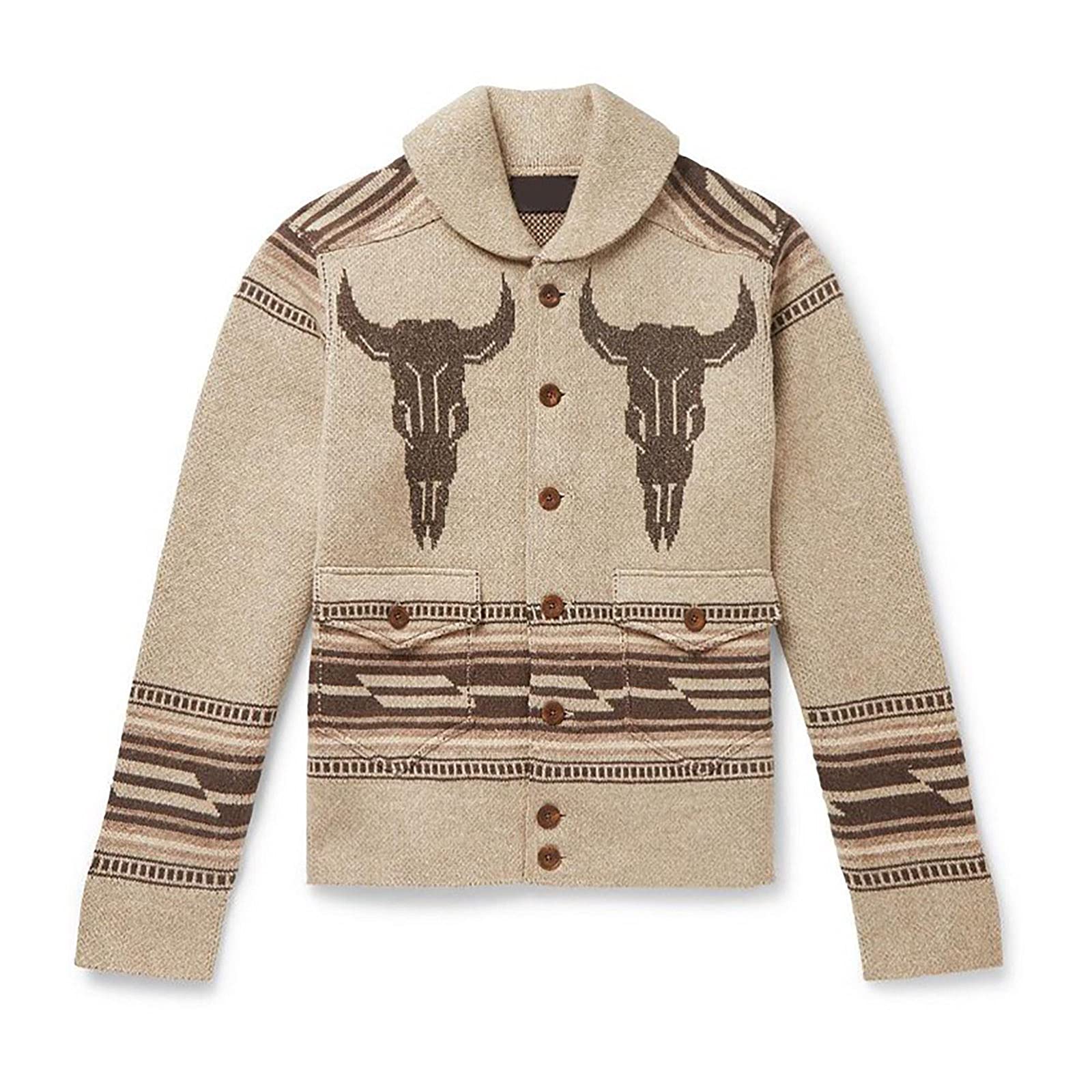 Suéter de punto para hombre, mezcla de lana de cachemira, botones de solapa, botón completo, cárdigan de punto de manga larga, suéter de punto con solapa, chaqueta de punto, abrigo de otoño, L