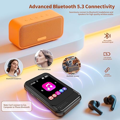 Miniatura 3 de Reproductor de MP3 con Bluetooth, reproductor de música portátil con altavoz y ranura para tarjeta micro SD, reproductor de MP3 con radio FM, video,