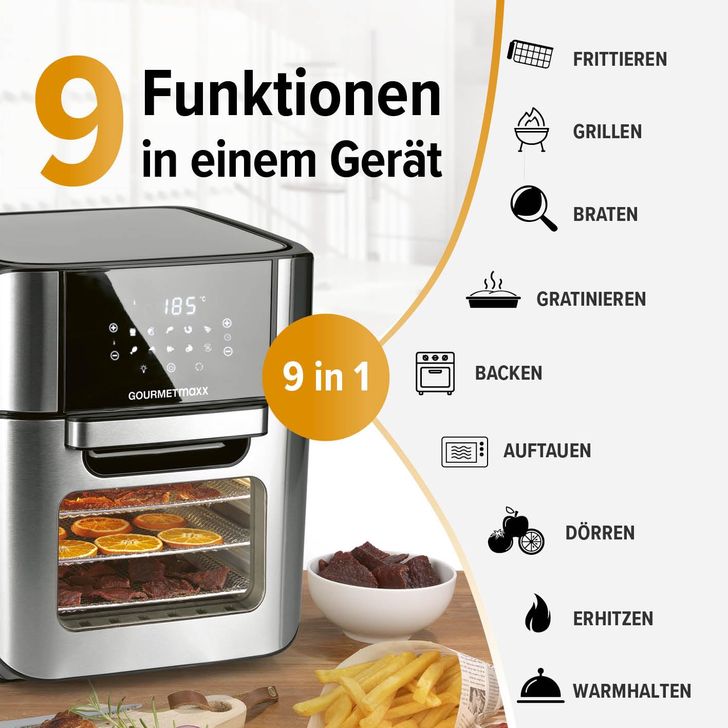 Gourmetmaxx Frytkownica, Stalowy/Czarny, 12 l