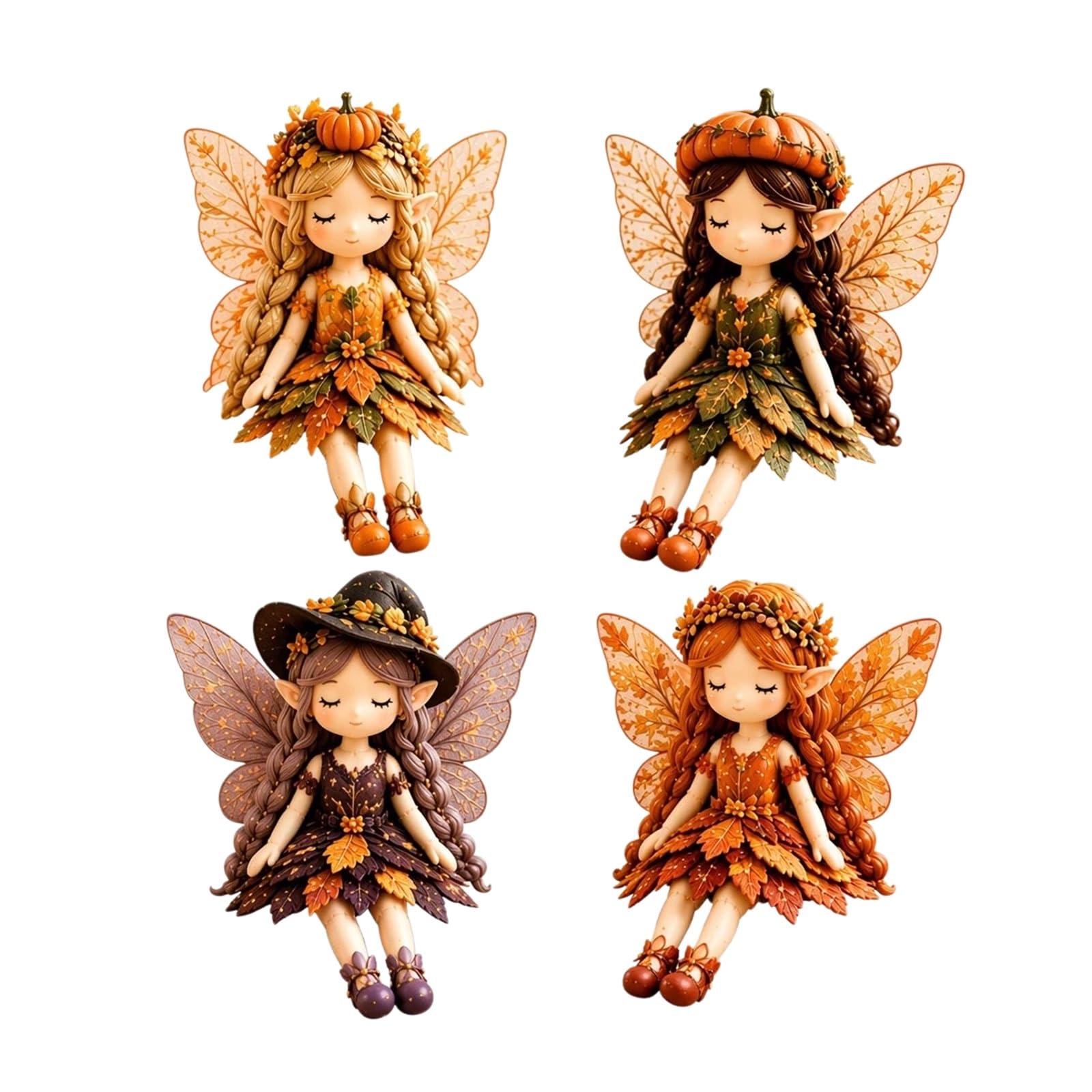kit de tela para acolchar diy Kit de costura patchwork felpa hada alada 4 piezas(Pumpkin Fairy)