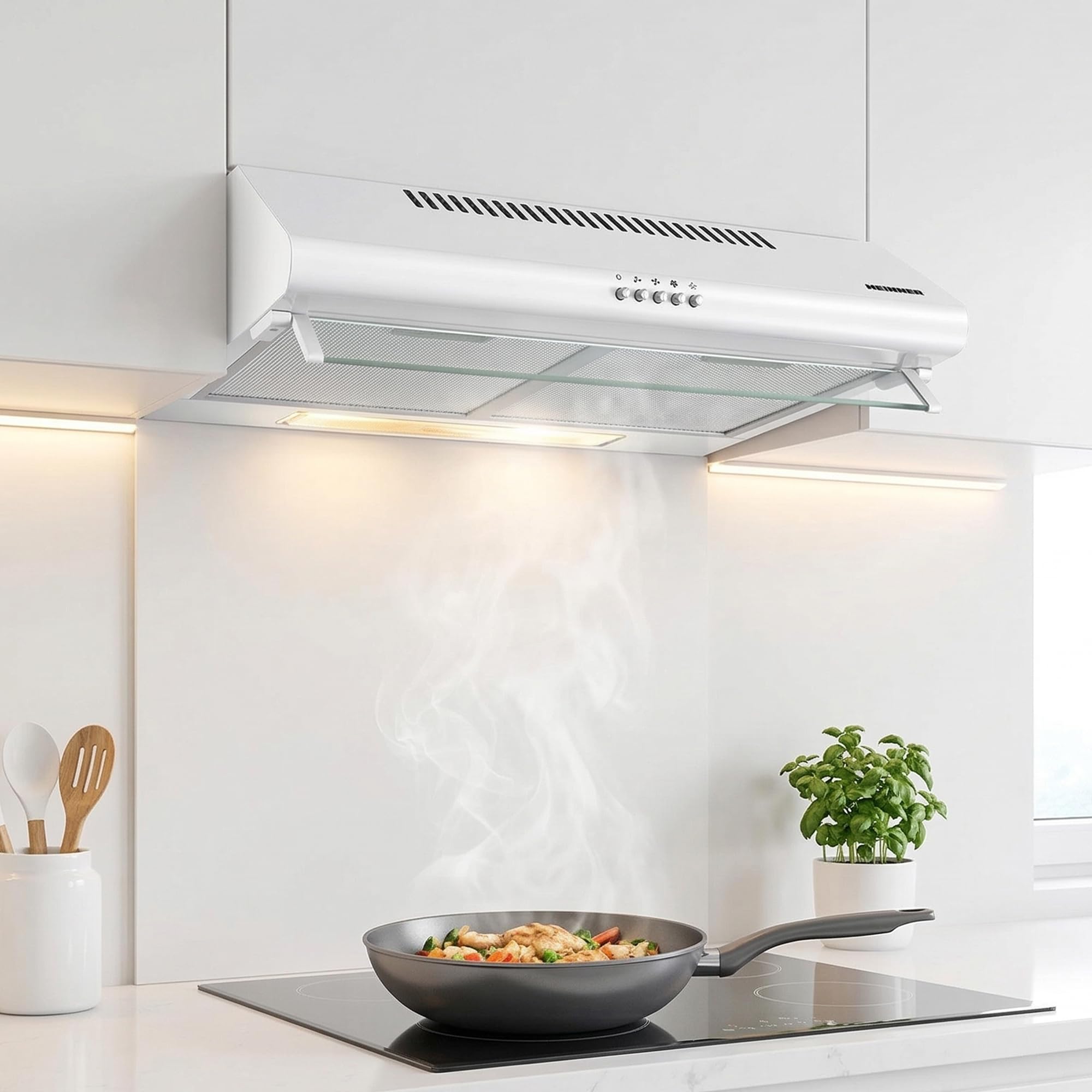 Edelstahl-Unterbau-Dunstabzugshaube CH-400 60 cm 326,4 m³/h 2x60W LED-Beleuchtung Aluminiumfilter