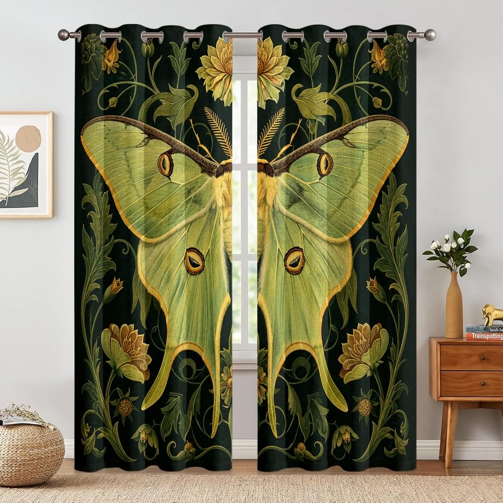 Rideaux occultants vert foncé thermiques Luna pour un sommeil réparateur
