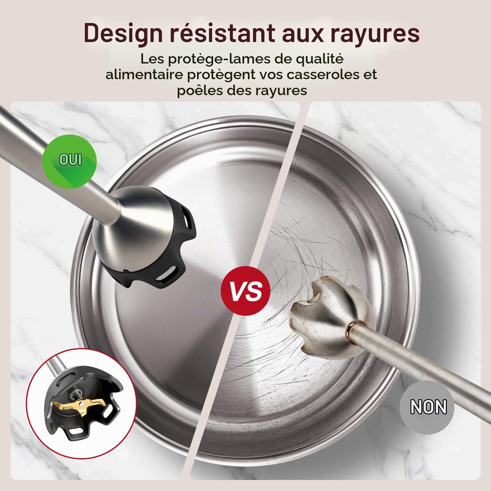 1500W Mixeur Plongeant, Mixeur Plongeur 5 en 1 avec à Vitesse Variable