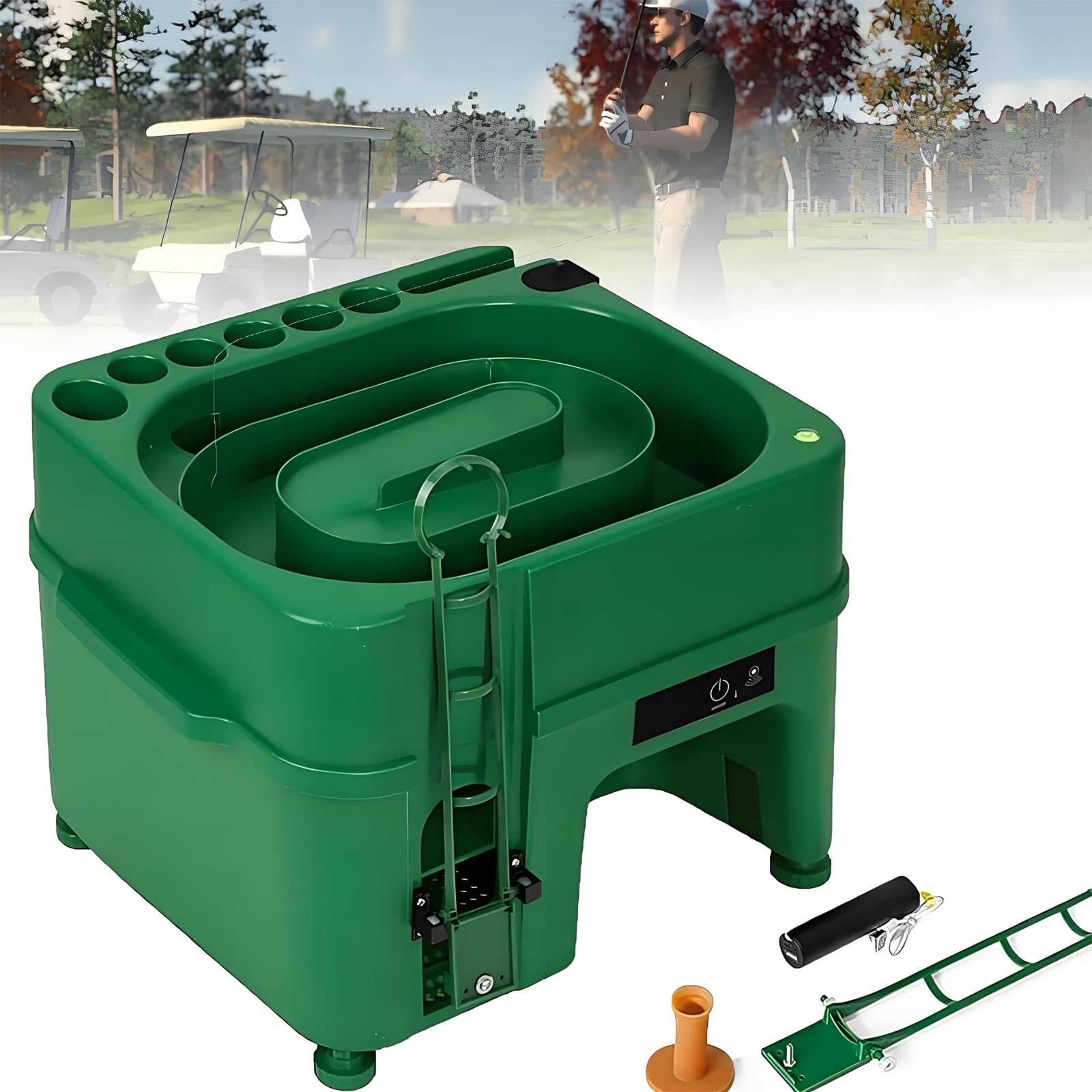 Distributeur de balles de golf électrique à induction avec hauteur réglable pour 40 balles