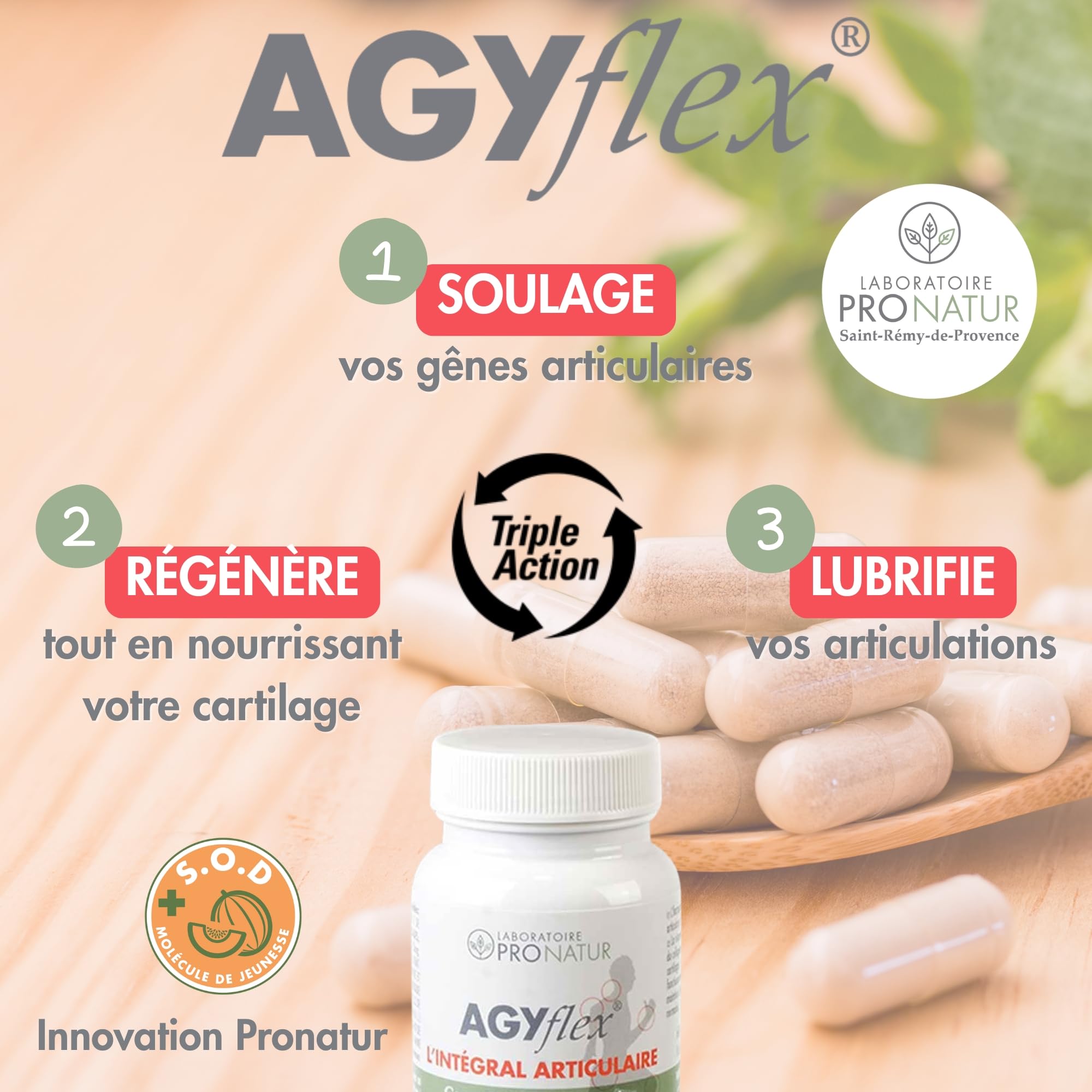 Lot de 2 AGYflex L’INTEGRAL ARTICULAIRE – Complément alimentaire articulations – Glucosamine, Chondroïtine, MSM, Harpagophytum, Acide hyaluronique, Vitamines C et D, SOD – Fabriqué en France