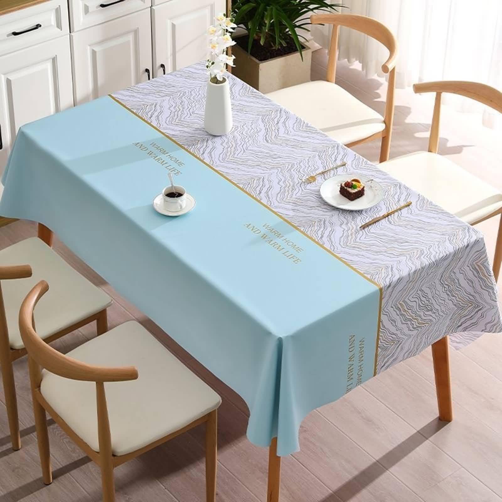 Nappe PVC anti-taches KnSam rectangulaire bleue imperméable 140x220cm