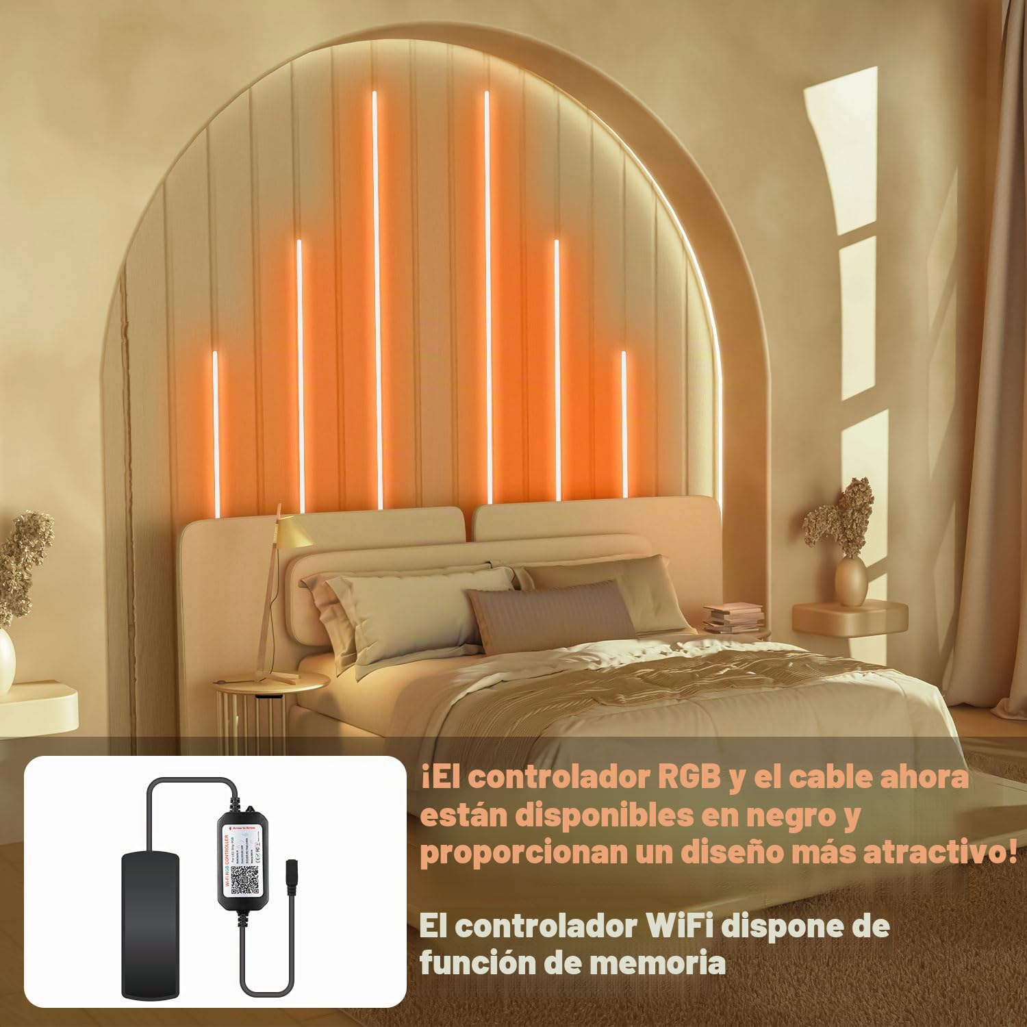 Lichaser RGB Tira LED Negras Empotradas para Panel Acústico, 6 WiFi Tiras LED Paneles Insonorizacion Compatibles con Alexa y App, Adhesiva Luz para Panel Madera Acustico (2 * 40+2 * 60+2 * 90 cm)