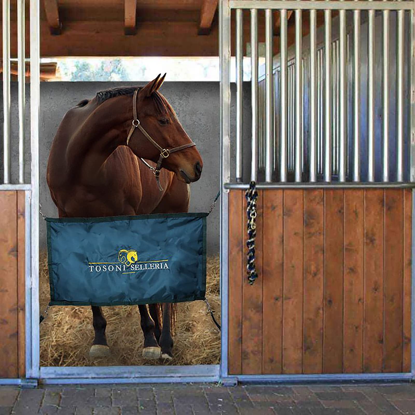 Horses, Portail de Box, En Nylon, Adapté pour être Fixé à la Plupart des Box, Assorti à la Sacoche Horses (vert)