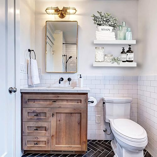 Vista 135 de QEEIG Estantes flotantes para pared de 23.6 pulgadas de largo, estante montado en la pared, baño, cocina, sala de estar, dormitorio, granja, B.