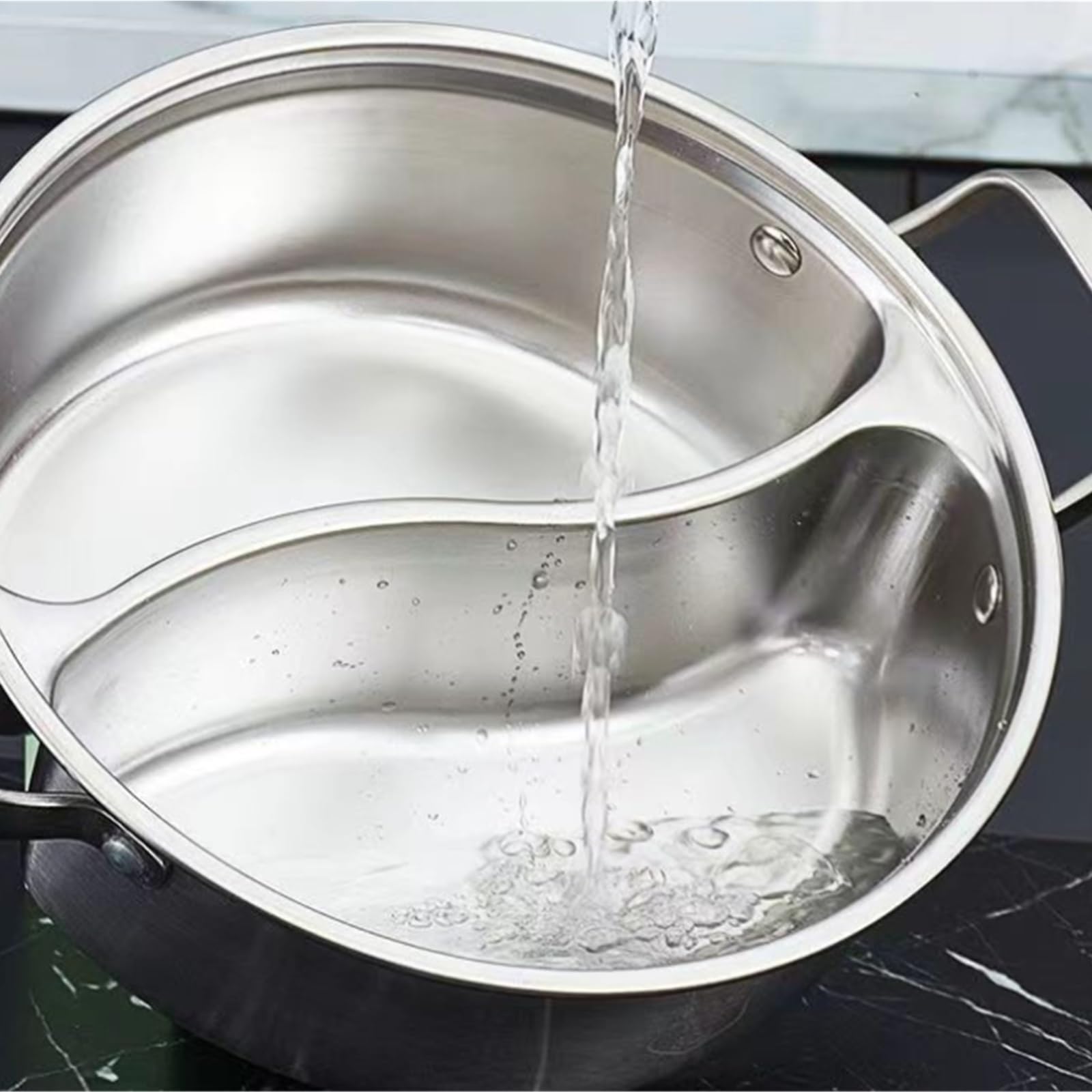 Hotpot per cucinare Shabu Pot Pentola calda in acciaio inox con divisore senza saldature pentola per piano cottura a induzione, fornello a gas Pentola da cucina