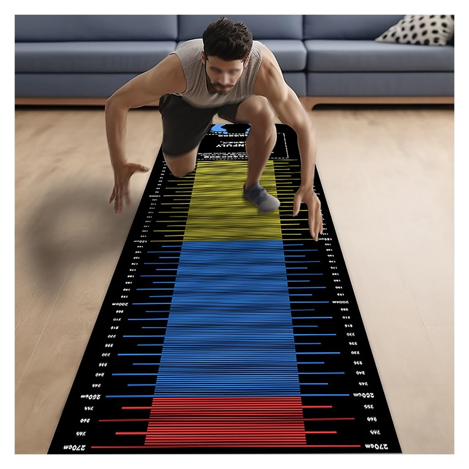 Gym Floor Mat Portable Workout Practice Mats Jump Roping Pad Fitness Practice 3mm Thick Long Jump Measuring 3x0