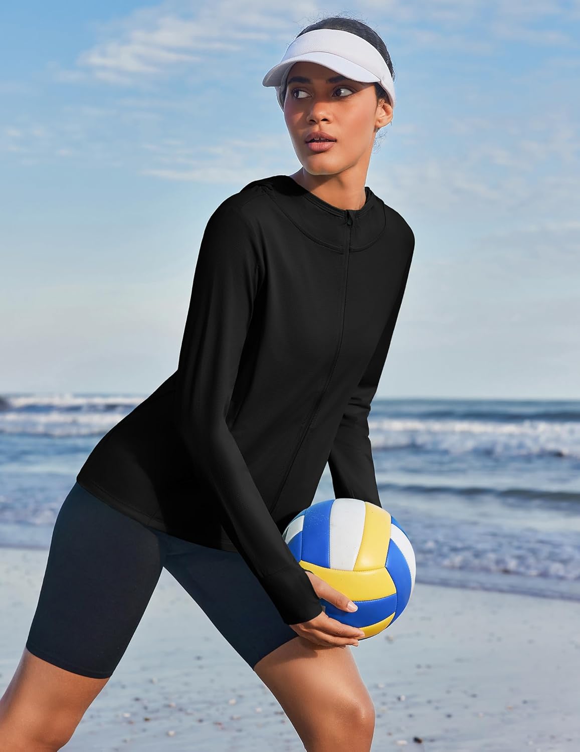 PINSPARK Women's UPF 50+ Sun Protection Hoodie Jacket Lightweight Full Zip Athletic Jacket Long Sleeve Shirt with Pockets - Image 3