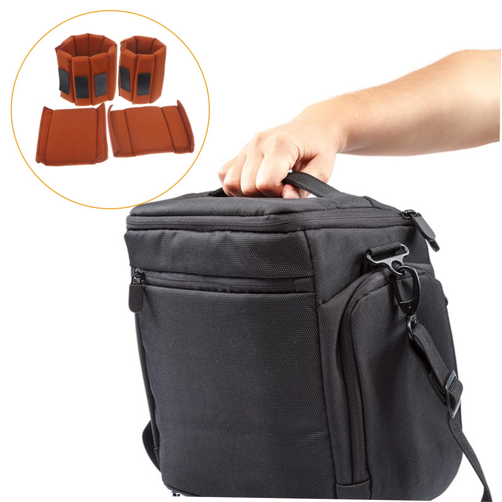 Inserto de Cámara para Bolso, 4 Piezas, Poliéster Epe | Divisor Adhesivo Gancho y Bucle, Ajuste Sencillo, Protección contra Impacto y Agua para Equipo Valioso
