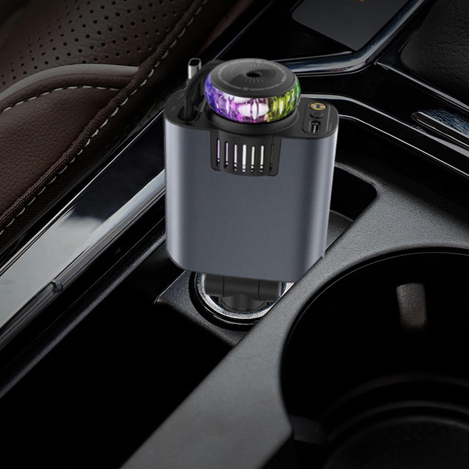 Caricatore per auto, 66 W, caricatore rapido retrattile, adattatore | multifunzione per auto, hub USB Fast Charge, dispositivo con cavo integrato, diffusore per proiettore notturno, per viaggi