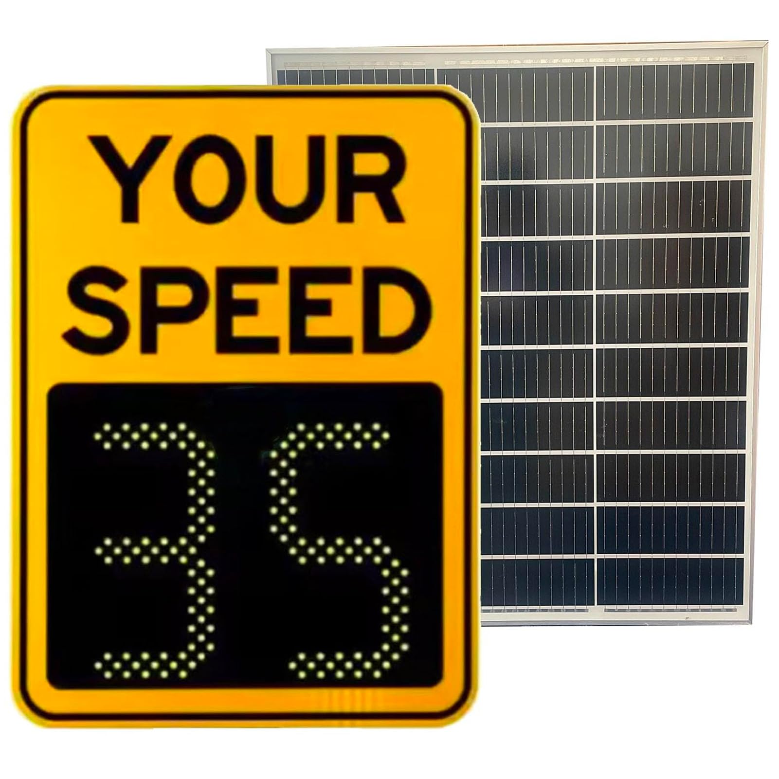 Señal De Velocidad De Radar Solar con Recinto De Aluminio Y Metal De Aluminio, Señal De Pantalla De Velocidad De Radar Led De Energía Solar con Accesorios(Size:50CM*70CM,Color:Yellow)