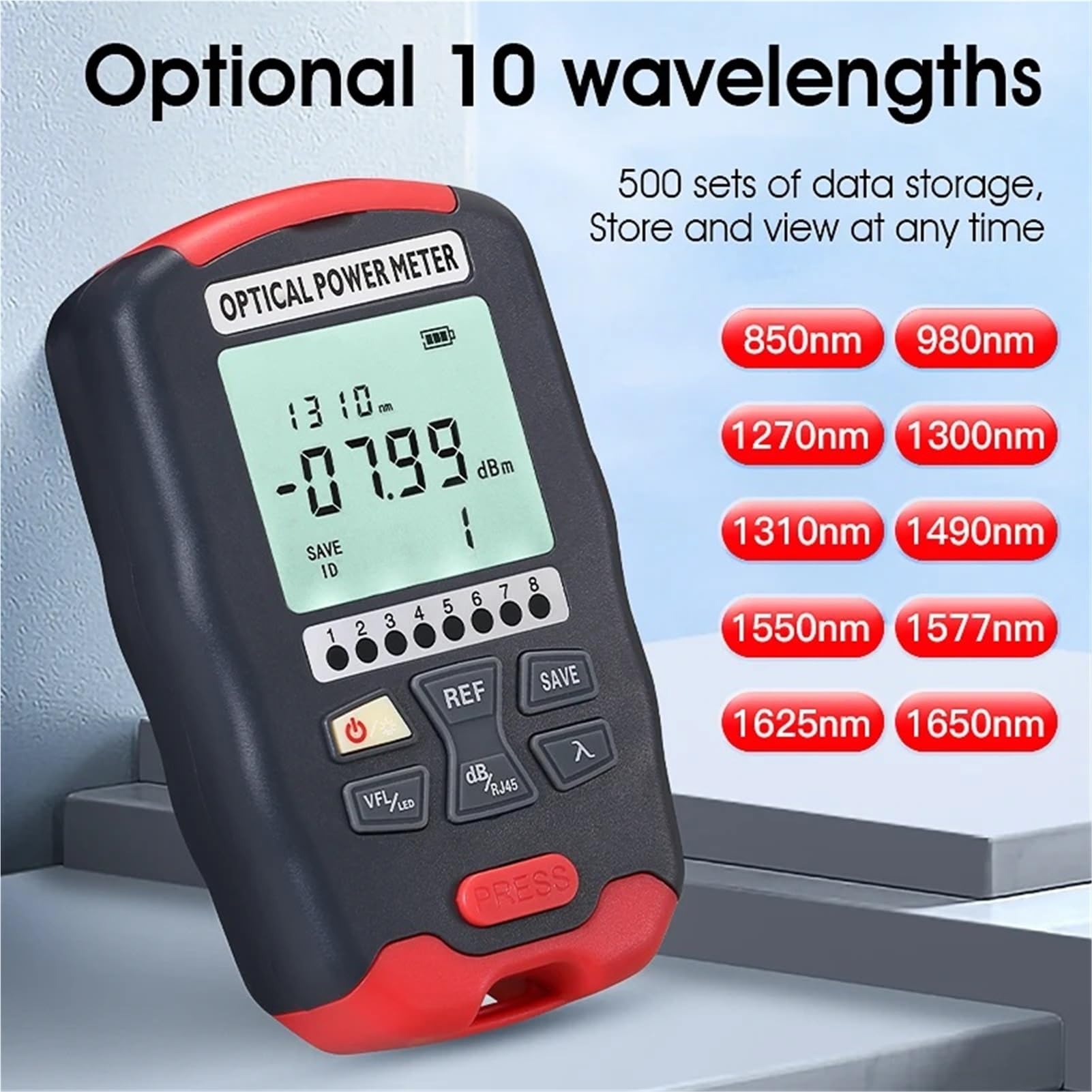 Equipos de Fibra óptica Mini medidor de Potencia óptica (-50 ~ +26 OPM)/Localizador Visual de Fallos (1-50 MW VFL)/Prueba de Red/Probador 4 en 1 con LED,PrecisióN De Prueba(20MW with FC-LC)