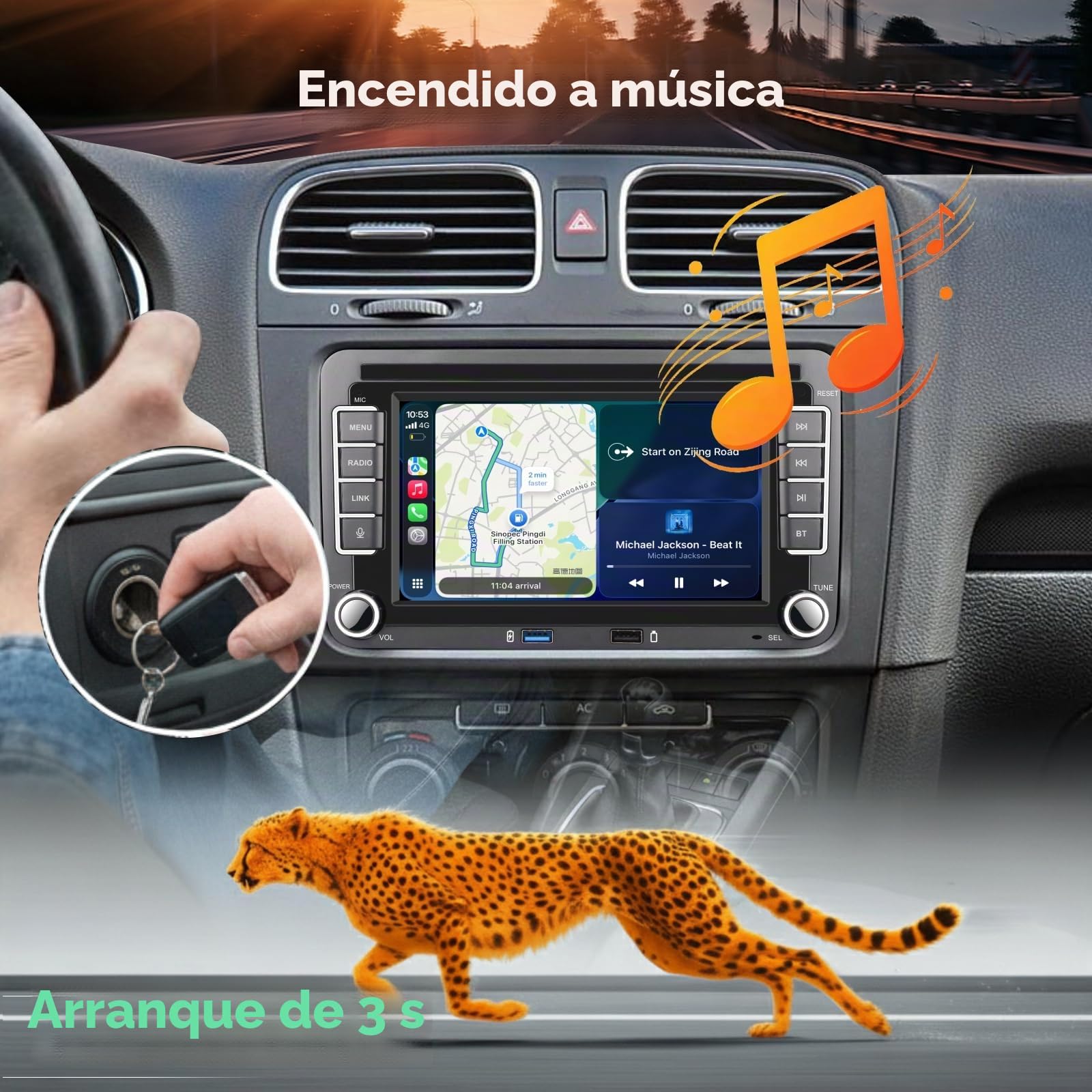 Radio de Coche Linux para VW Golf 5 6 Passat Polo RCD330 con CarPlay inalámbrico y Android Auto, Arranque en 2 Segundos, Controles físicos, Sonido de Calidad OEM, Plug & Play Puerto Quadlock