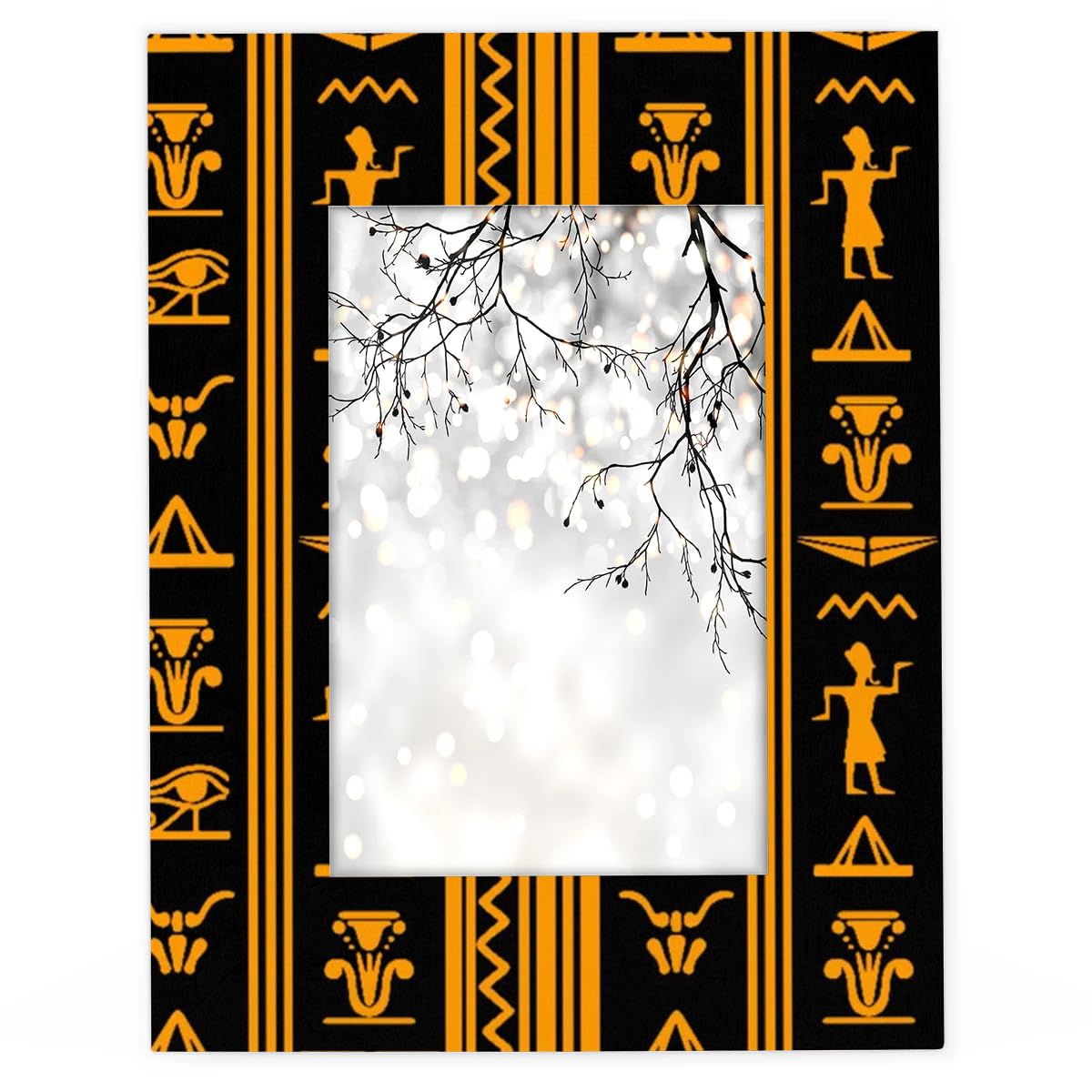 POFATO 5x7 Picture Frame Ancient Egyptian Pattern Wooden Wall Hanging or Tabletop Photo Frame 5x7 or 5x5 Picture Collage Family Wedding Picture Frames