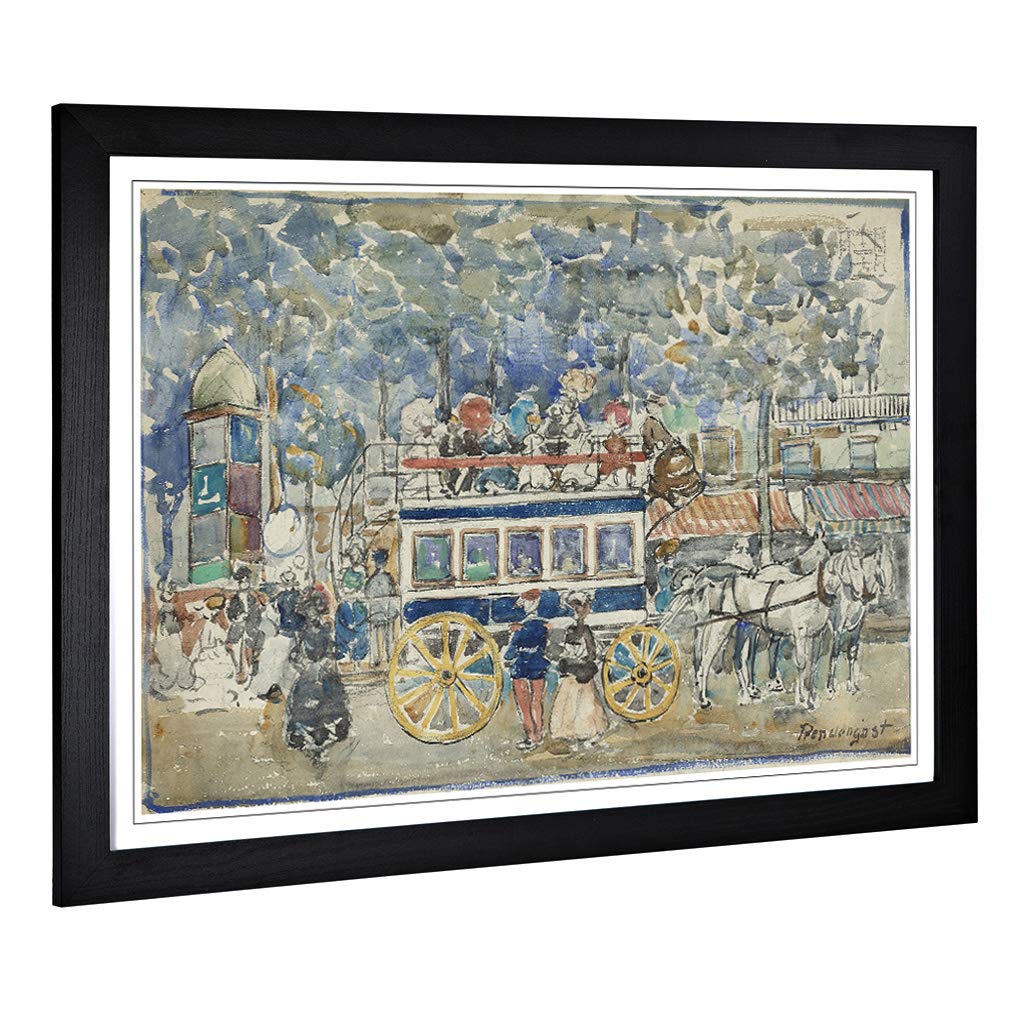 Big Box Art Framed Print of Maurice Pendergrast The Paris Omnibus Design | Wall Art Picture | Home Decor for Kitchen, Living Room, Bedroom, Hallway, Black, A2 / 24.5x18 Inch / 62x45cm