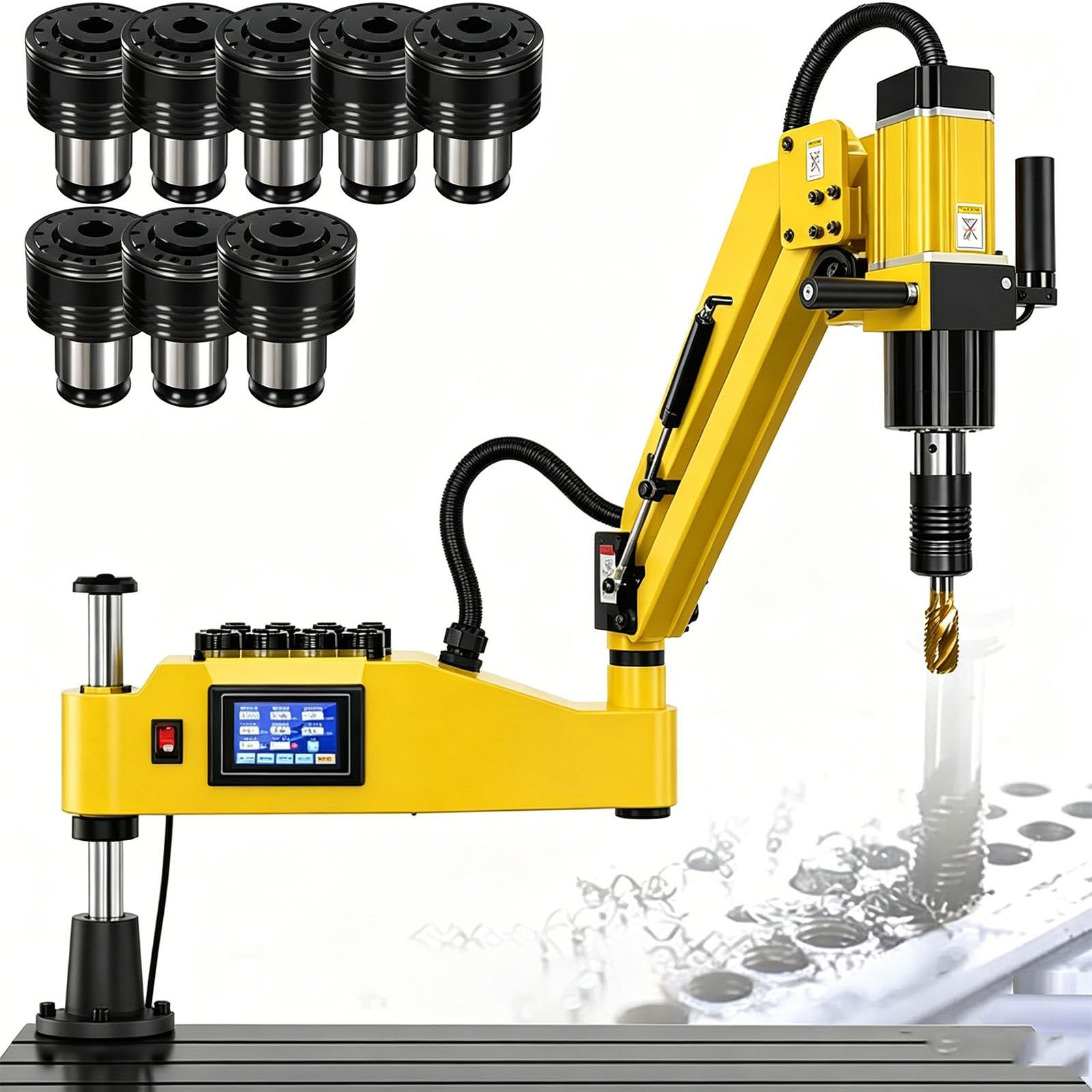 HaiZethonic Electric Tapping Machine M3-M16,360° Multi-directions Tapping Machine 0-312rpm/min,8PCS Collets,for Machinery Manufacturing,Mould machinery and other industries