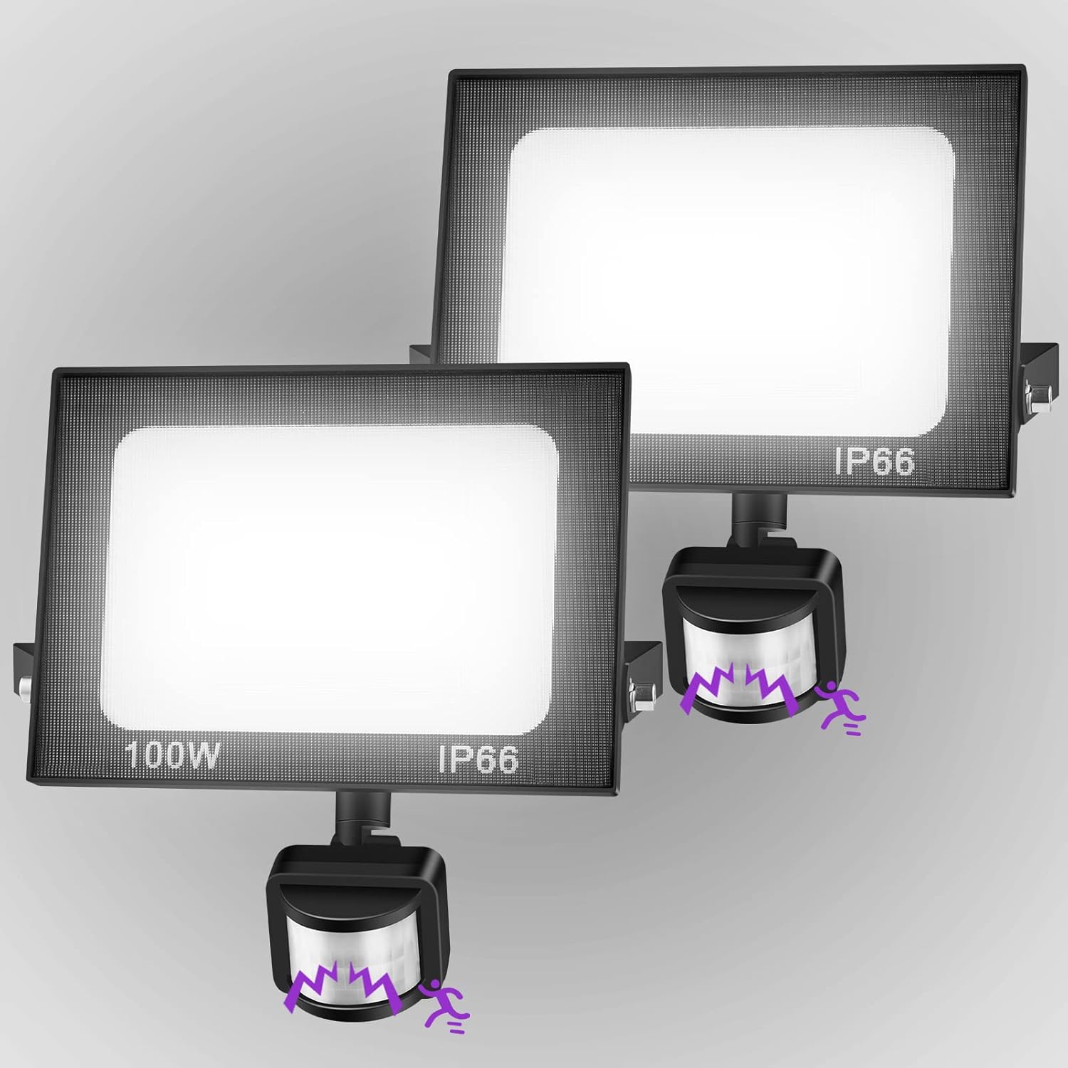 Ankishi Security Lights Outdoor Motion Sensor, 2 Pack 100W LED Floodlight with Pir Sensor, 10000