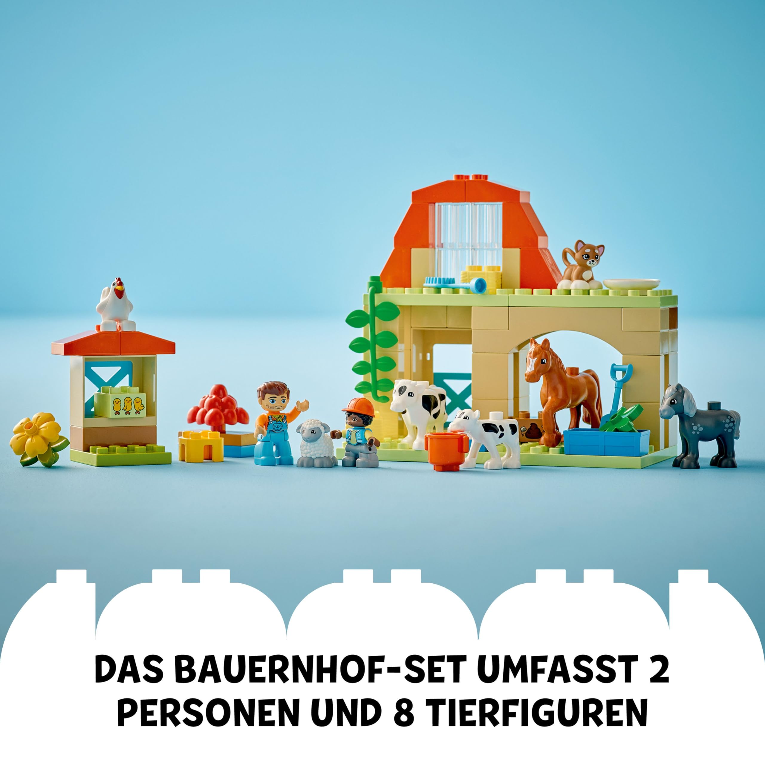 LEGO DUPLO Town Tierpflege auf dem Bauernhof - Spielzeug für Kinder - Montessori Spielzeug -Bauernhof mit Tierfiguren - Pferd, Kuh und Huhn - Lernspielzeug für Mädchen und Jungen ab 2 Jahren - 10416