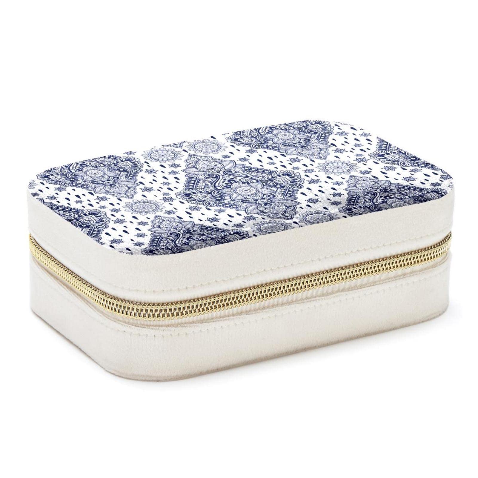 Boîte à bijoux ethnique florale de voyage portable pour bagues