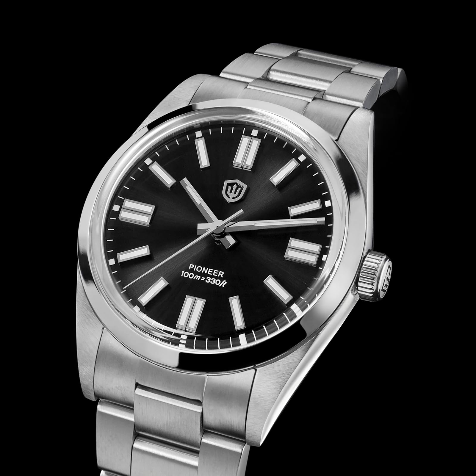 watchdives WD1016B-V3 - Reloj japonés VH31 de cuarzo para hombre, esfera de 37 mm, esfera de 10,9 mm, reloj de pulsera de acero inoxidable 316L, resistente al agua hasta 100 m