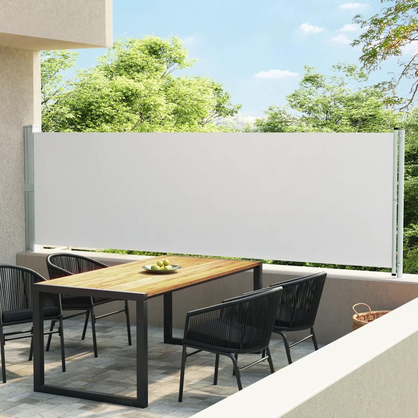 ShGaxin Einziehbare Seitenmarkise für Patio, Markisen für den Außenbereich, Terrasse, Markise für Wohnwagen, Sommer, Markise für Balkon, cremefarben, 140 x 600 cm