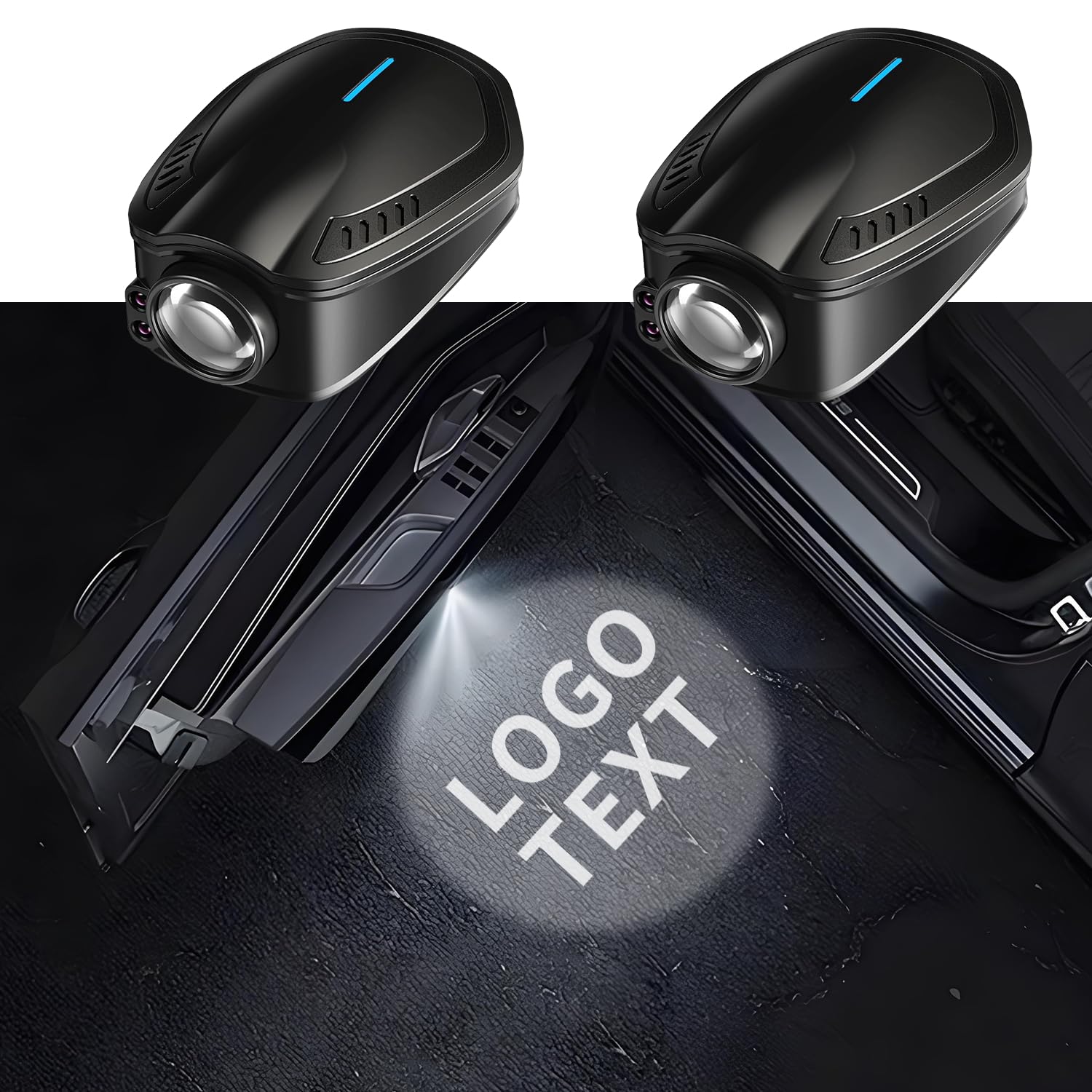 2pcs Car Door Lights Logo Projector, Custom Pattern and Logo, Led HD Car Door Light Projector, USB Rechargeable Door Step Courtesy, Welcome Lights (Rechargeable Version)