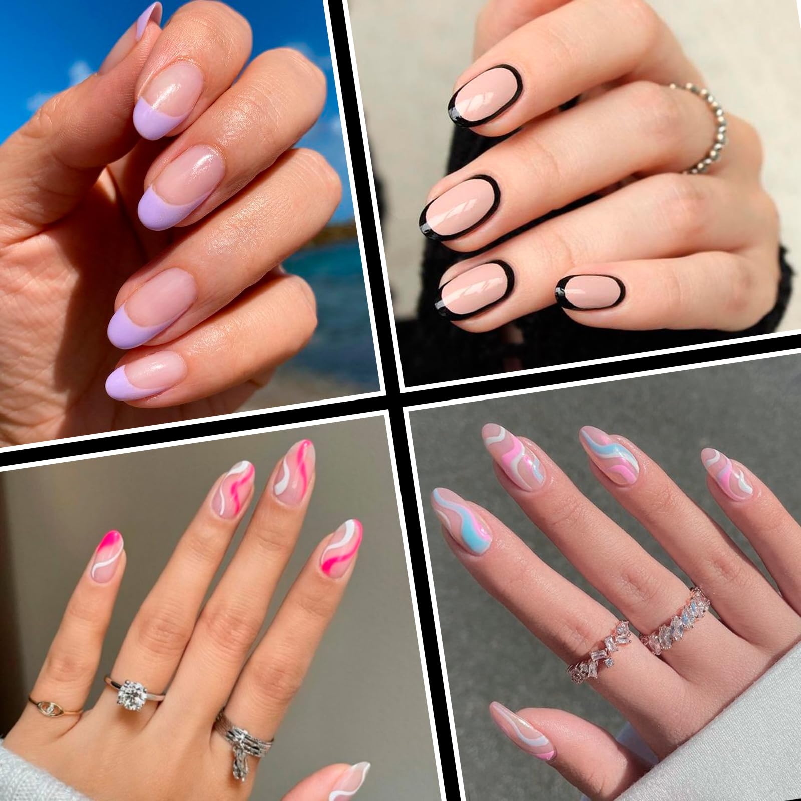 LuckyAttic 600pc Medium Oval Nail Tips Clear Press on Nails Medium Fake Nails Full Cover False Artificial Fingernail Oval Soft Gel Tips for Acrylic Nail Extension