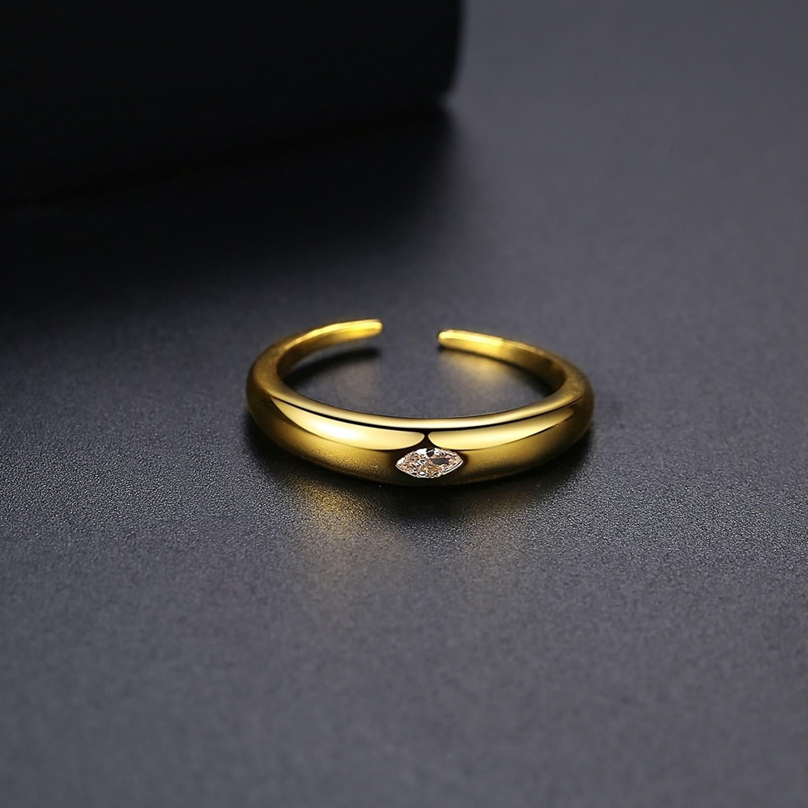 14 Karat Gelbgold Ring Women Labordiamant Weiß, Trauringe Polierte Bänder mit Marquise-Form Labordiamant