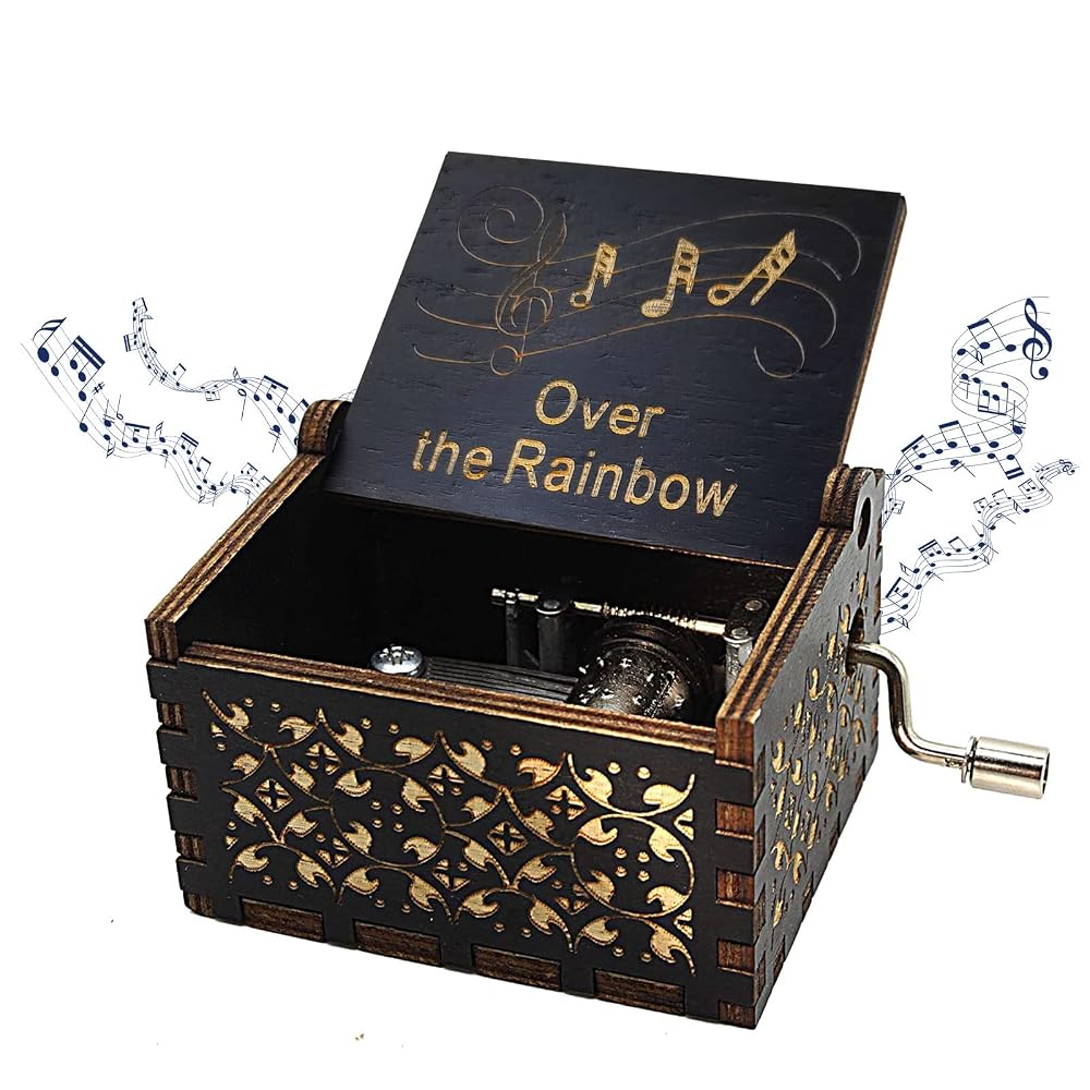QENETY Over The Rainbow Music Box, Wooden Music Box, Hand Crank, Mini Classic Vintage Music Box, Birthday/Christmas/Valentine's Day/Anivesarary Gift Music Box for Friends, Family (Black) : Amazon.de: Home & Kitchen